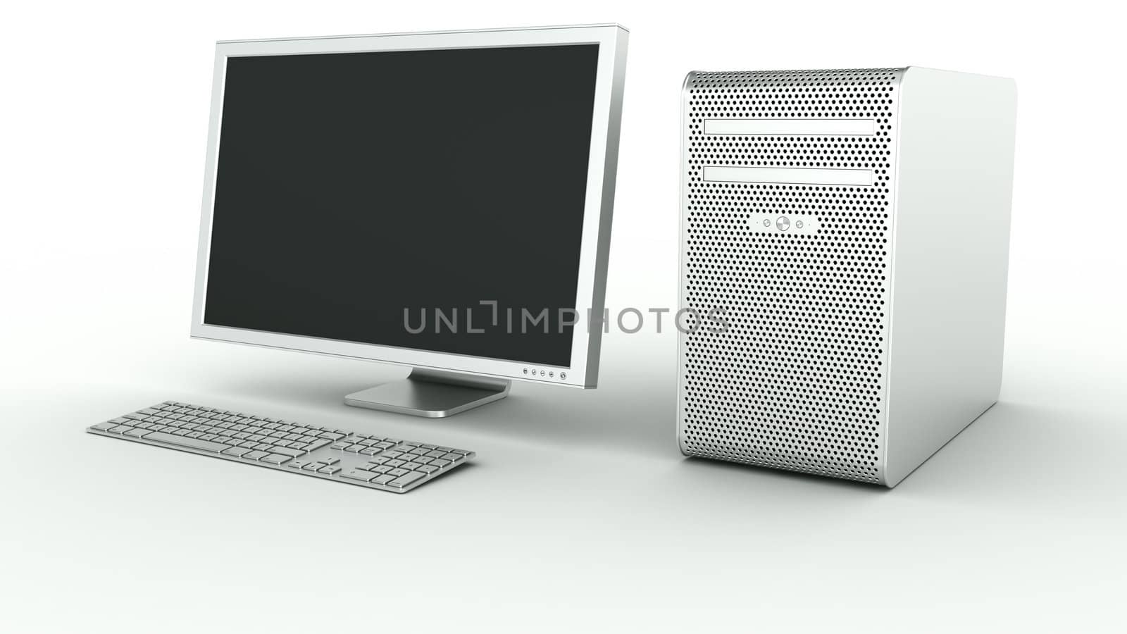 3d rendering of a stylish computer in aluminum
