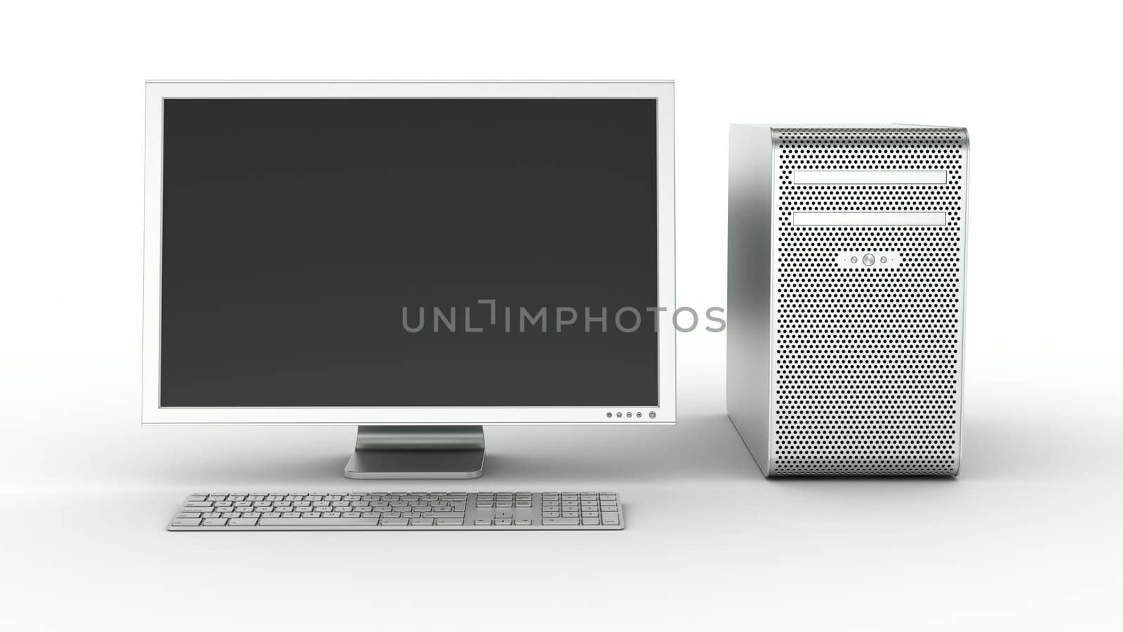 3d rendering of a stylish computer in aluminum
