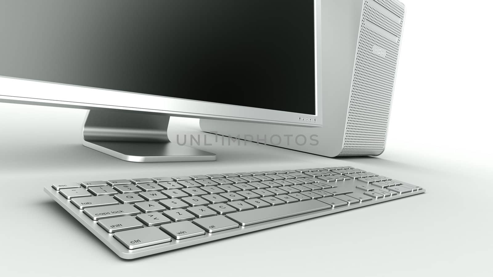 3d rendering of a stylish computer in aluminum

