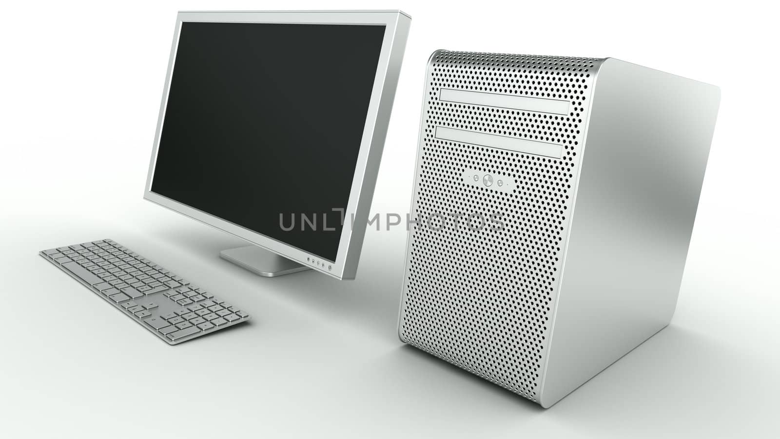 3d rendering of a stylish computer in aluminum
