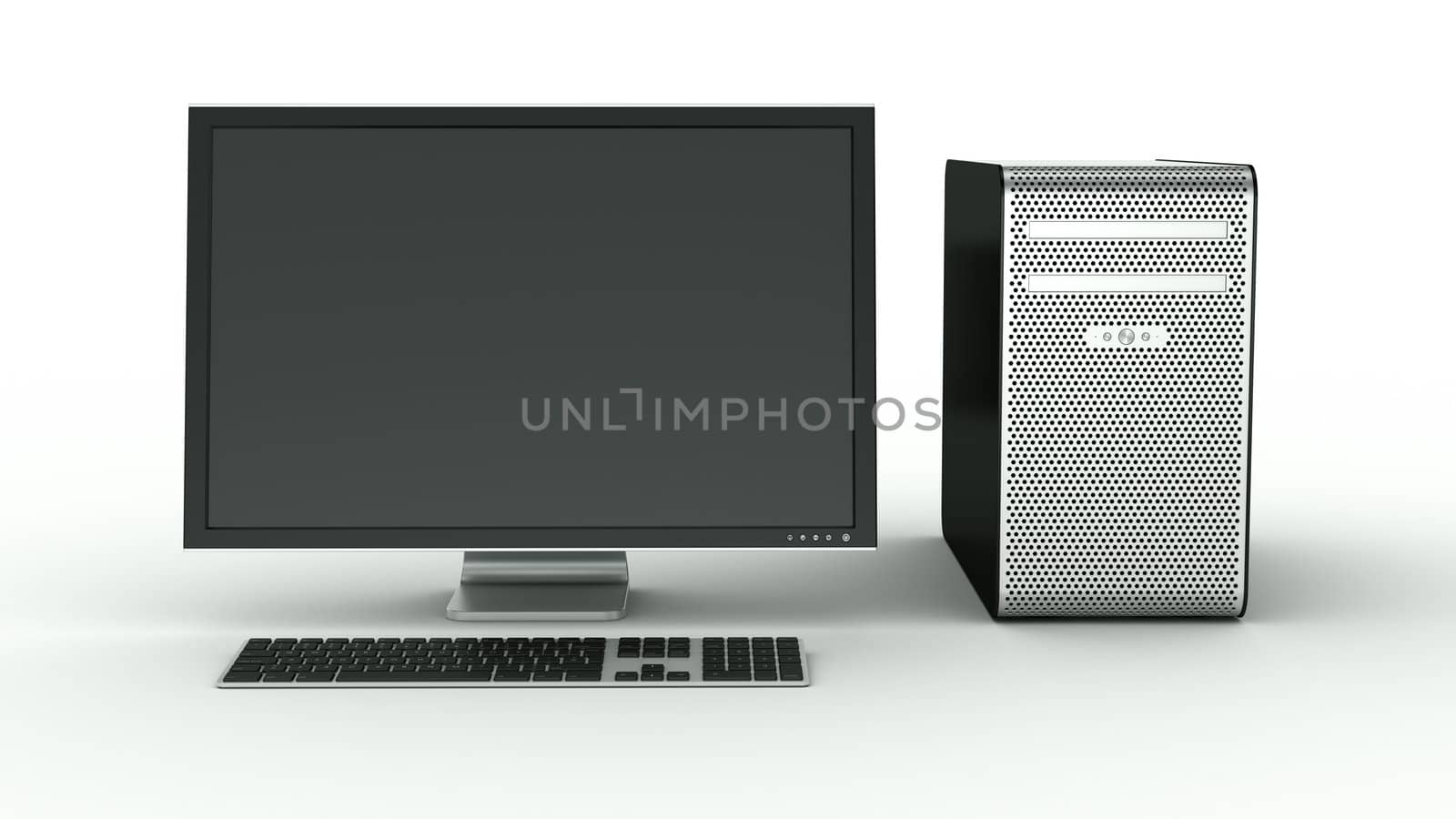 3d rendering of a stylish computer in black plastic