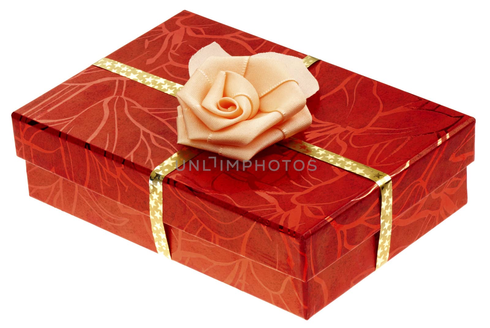 A red boxed gift with rose ribbon by Kamensky