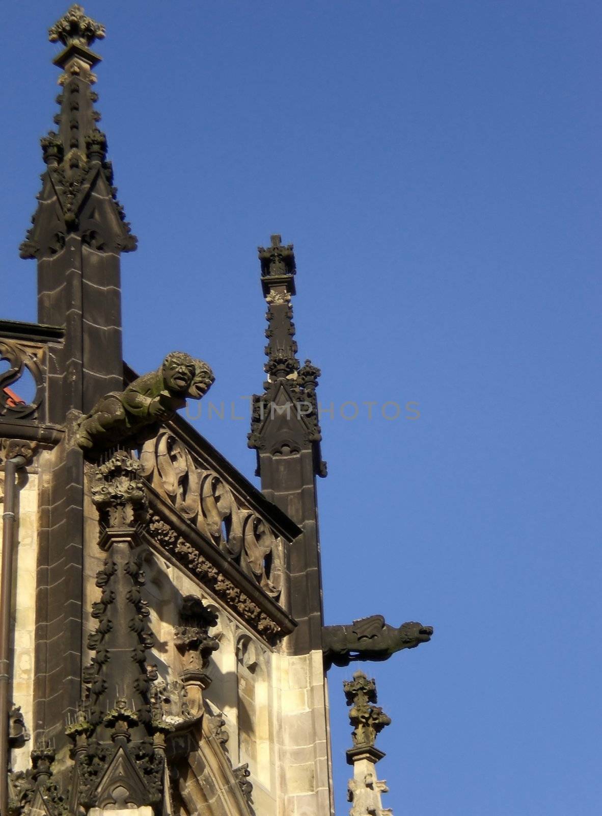 Gargoyles at a gothic church roof