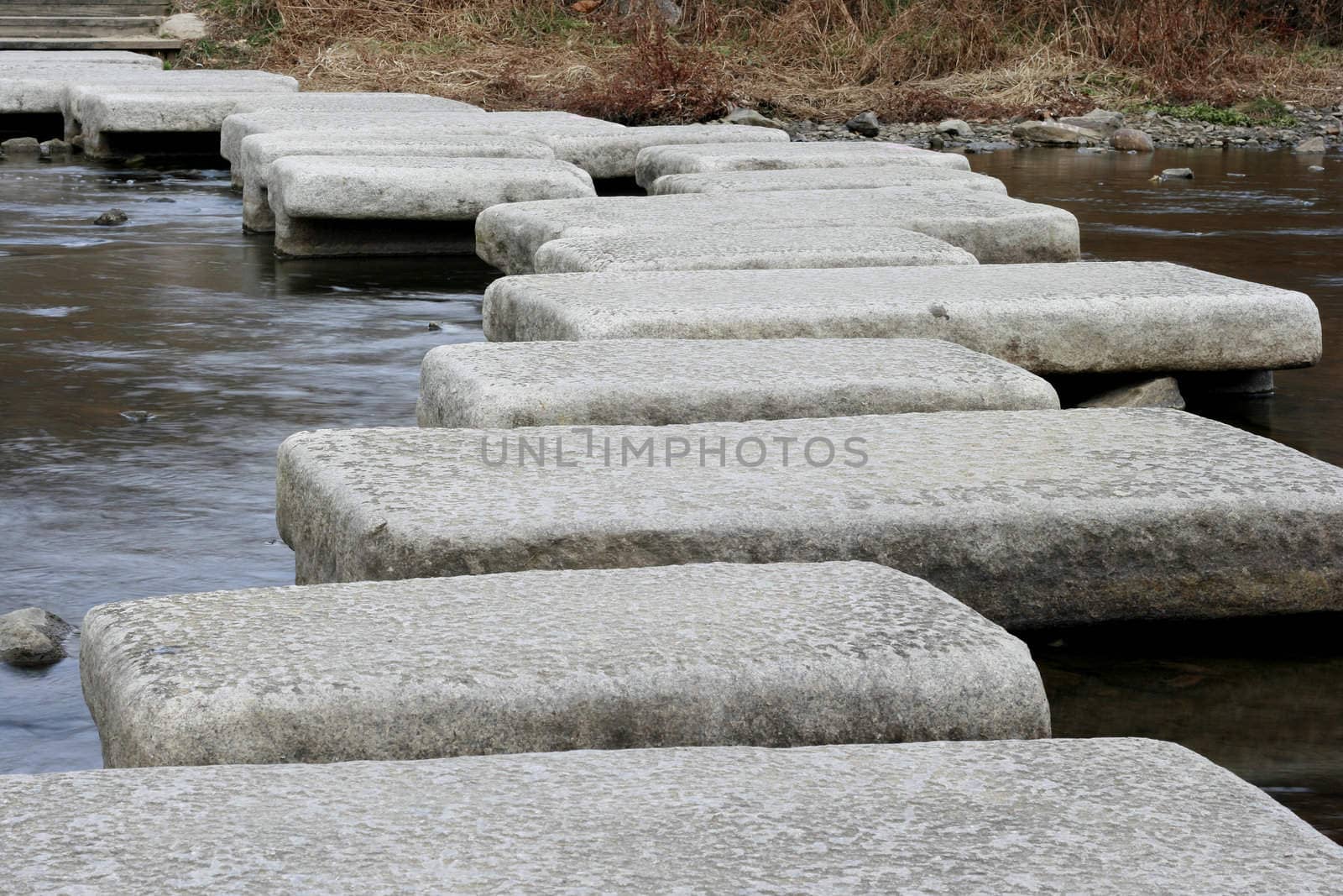 Crossing the river with Step Stone at Anyang River Korea