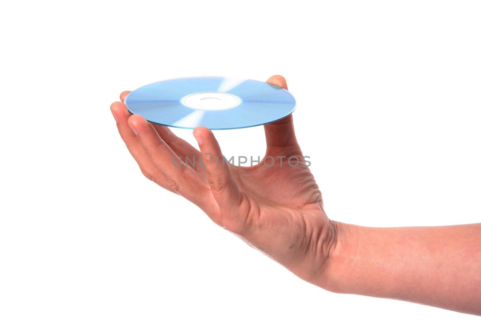 Woman's hand holding a compact disk in her fingers