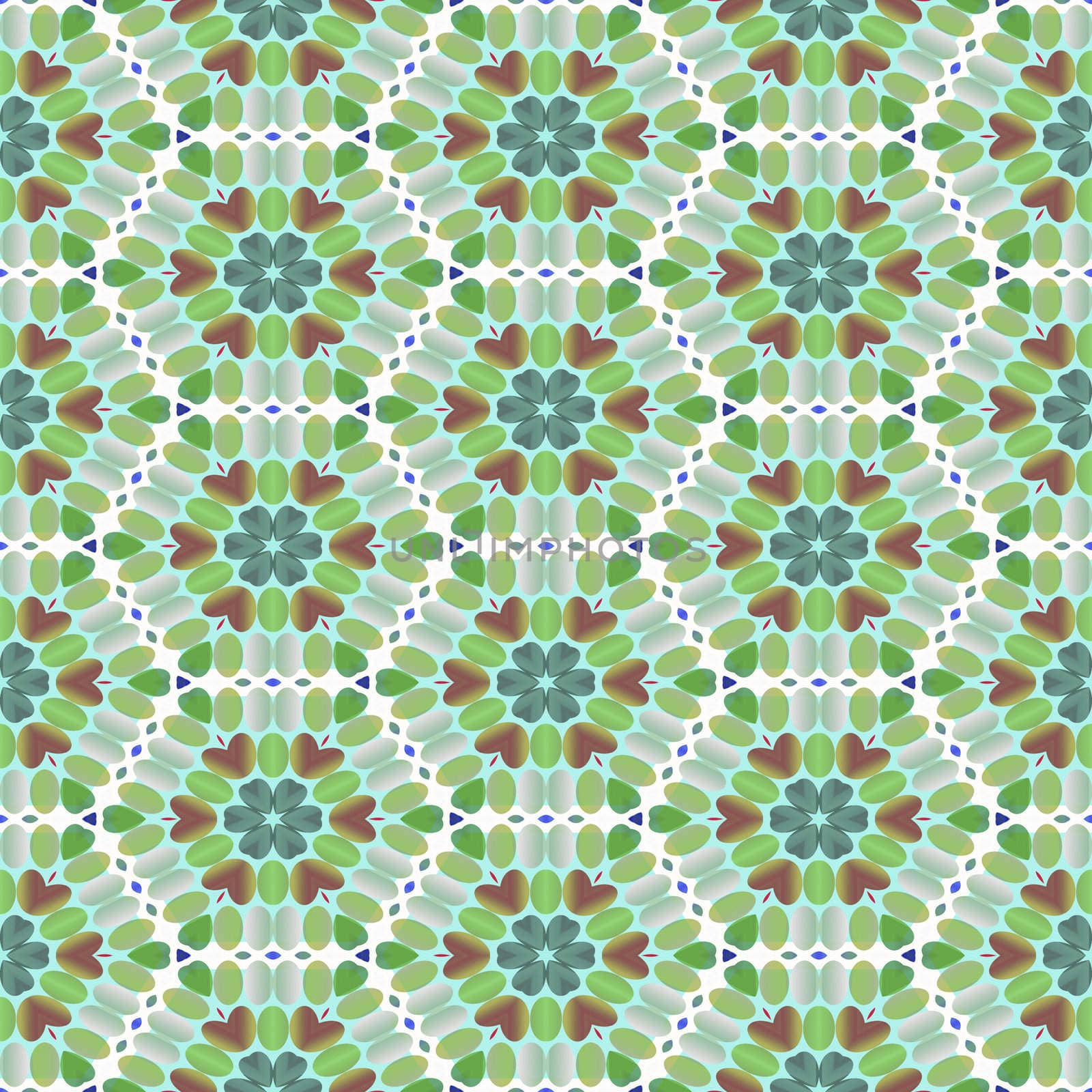 Retro background with green flowers. Seamless tile.