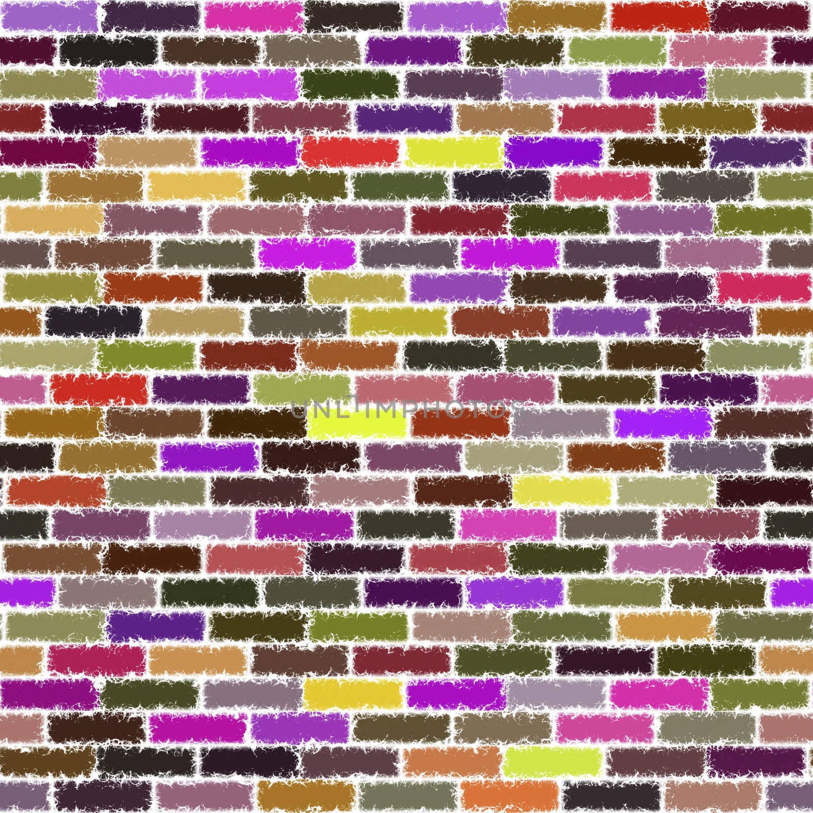 Colorful and funny brick wall. Seamless tile.
