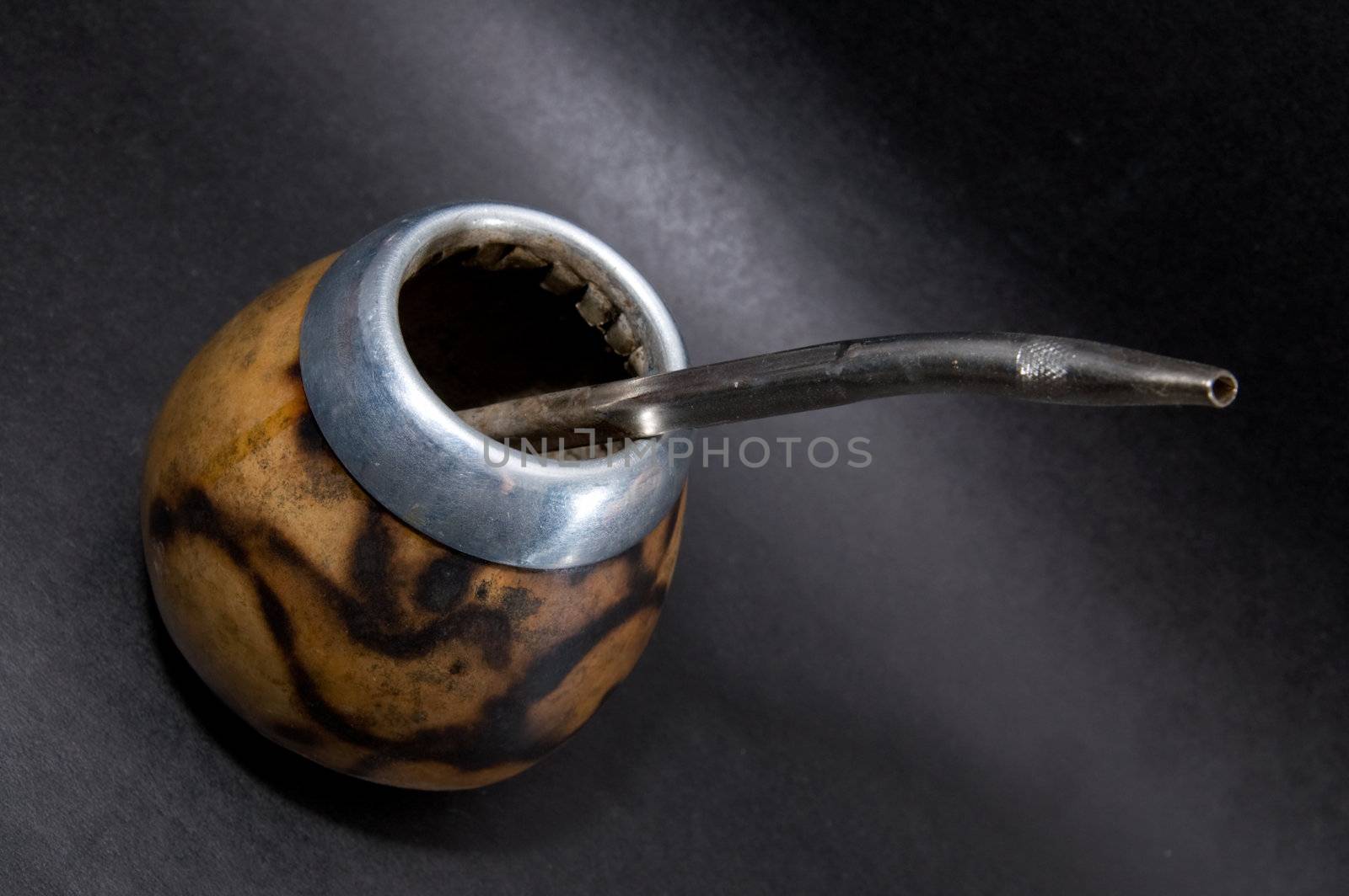 Сup from calabash with yerba mate tea and straw.