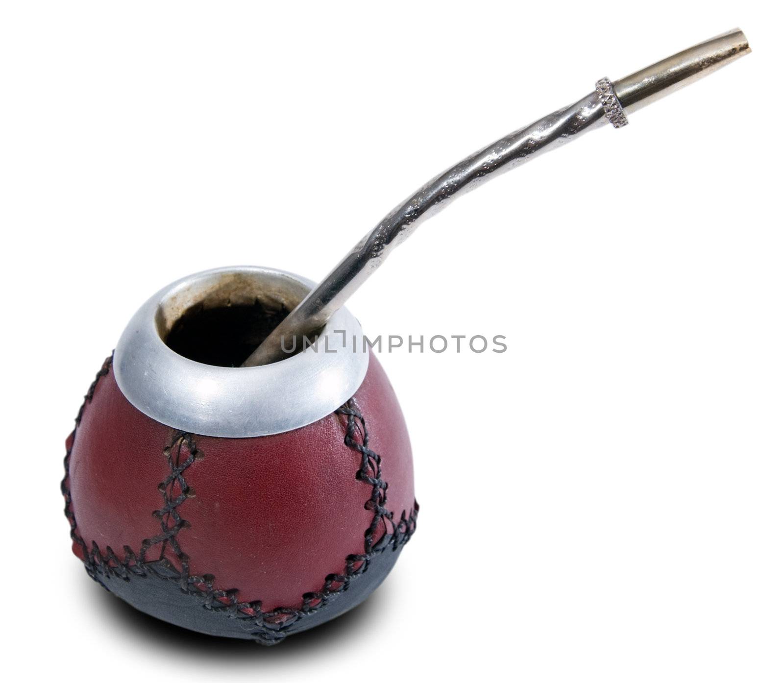 Сup from calabash with yerba mate tea and straw.