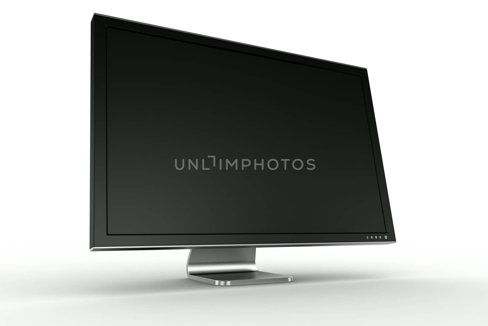 3d rendering of a black plastic monitor on a white background