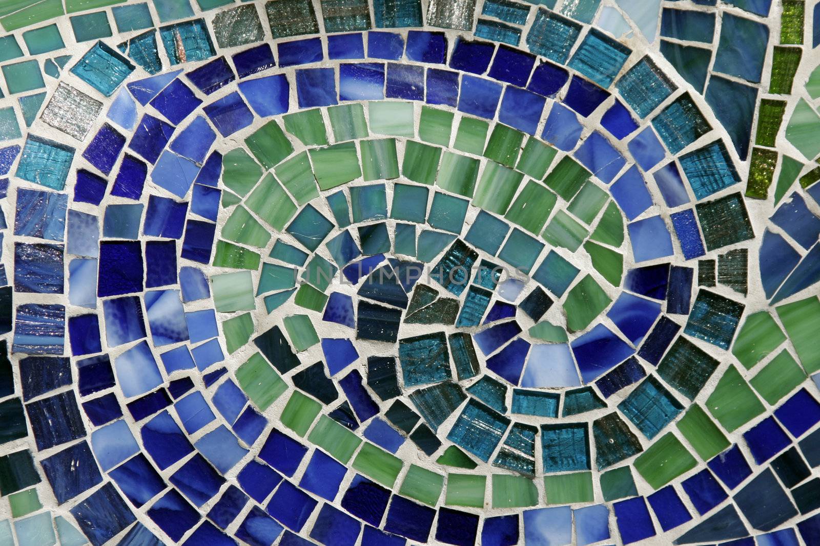 Round Colourful Mosaic Background Made Of Many Little Stones - Green, Blue