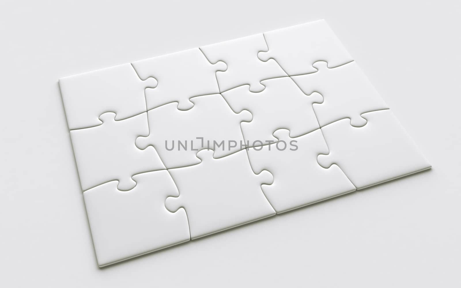 3d rendering of a puzzle game with blank pieces