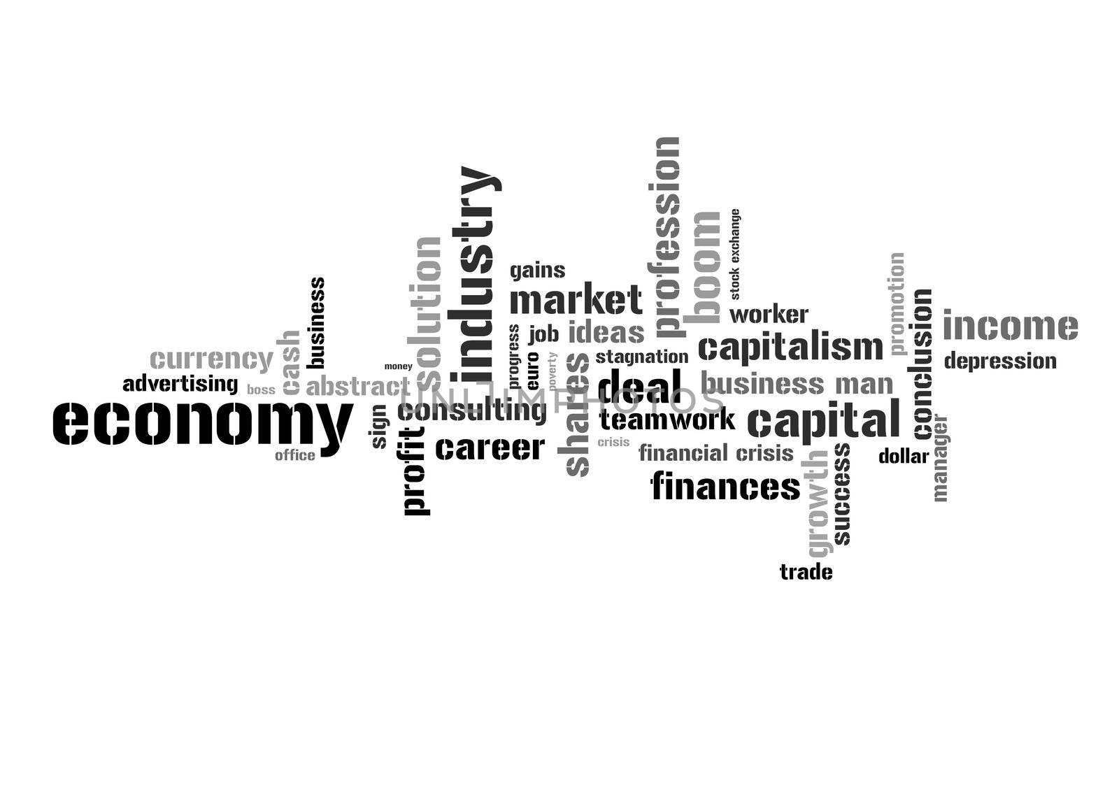 Illustration with economic terms by juweber