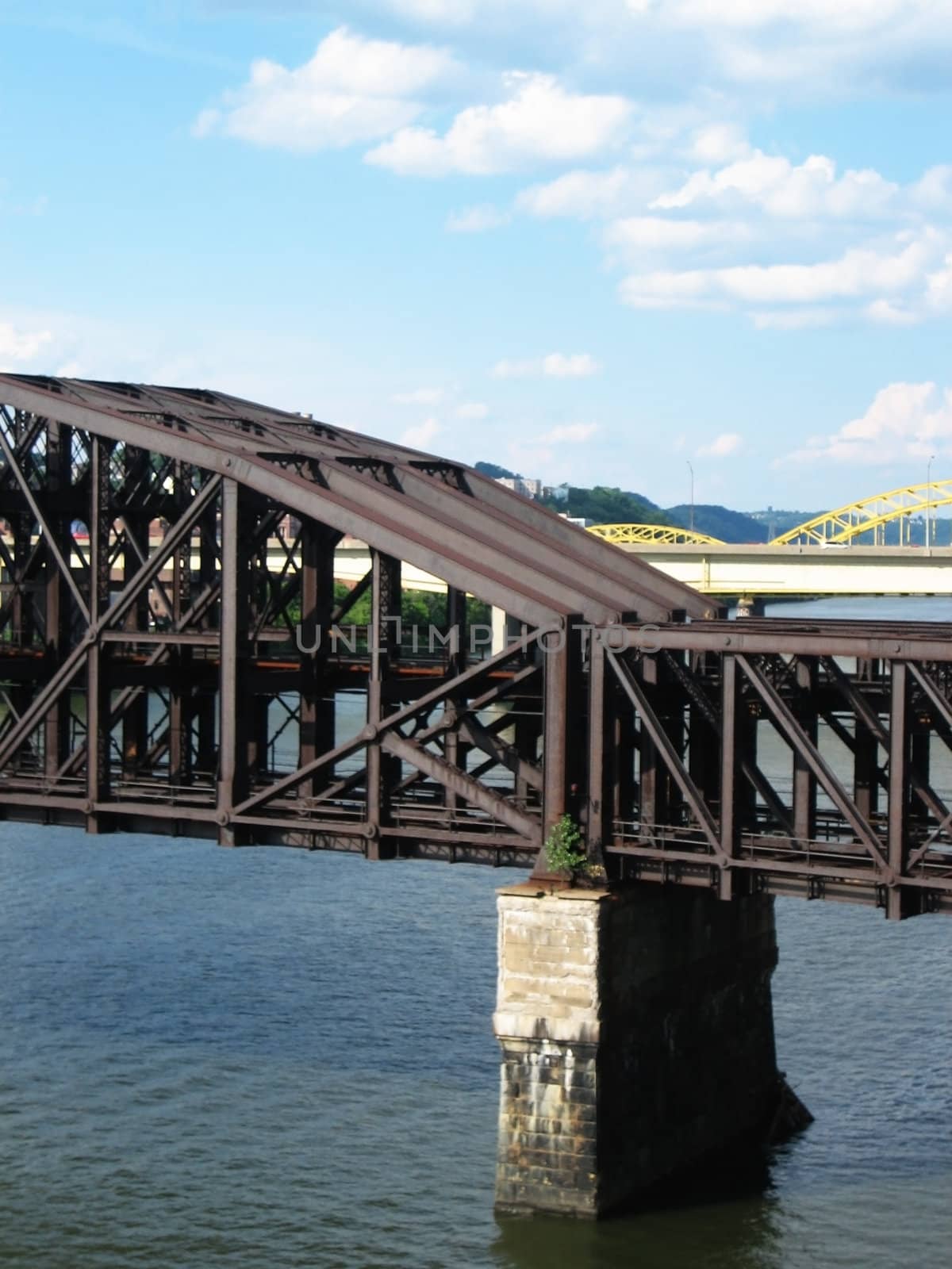 stock pictures of a metal bridge in a city