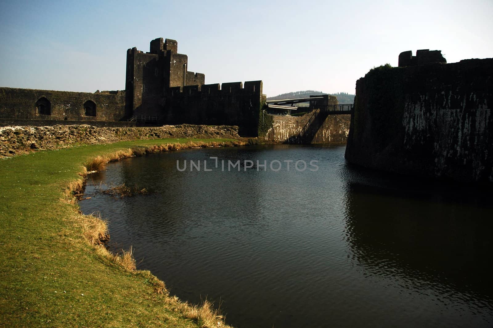 Caerphily castle by the river    