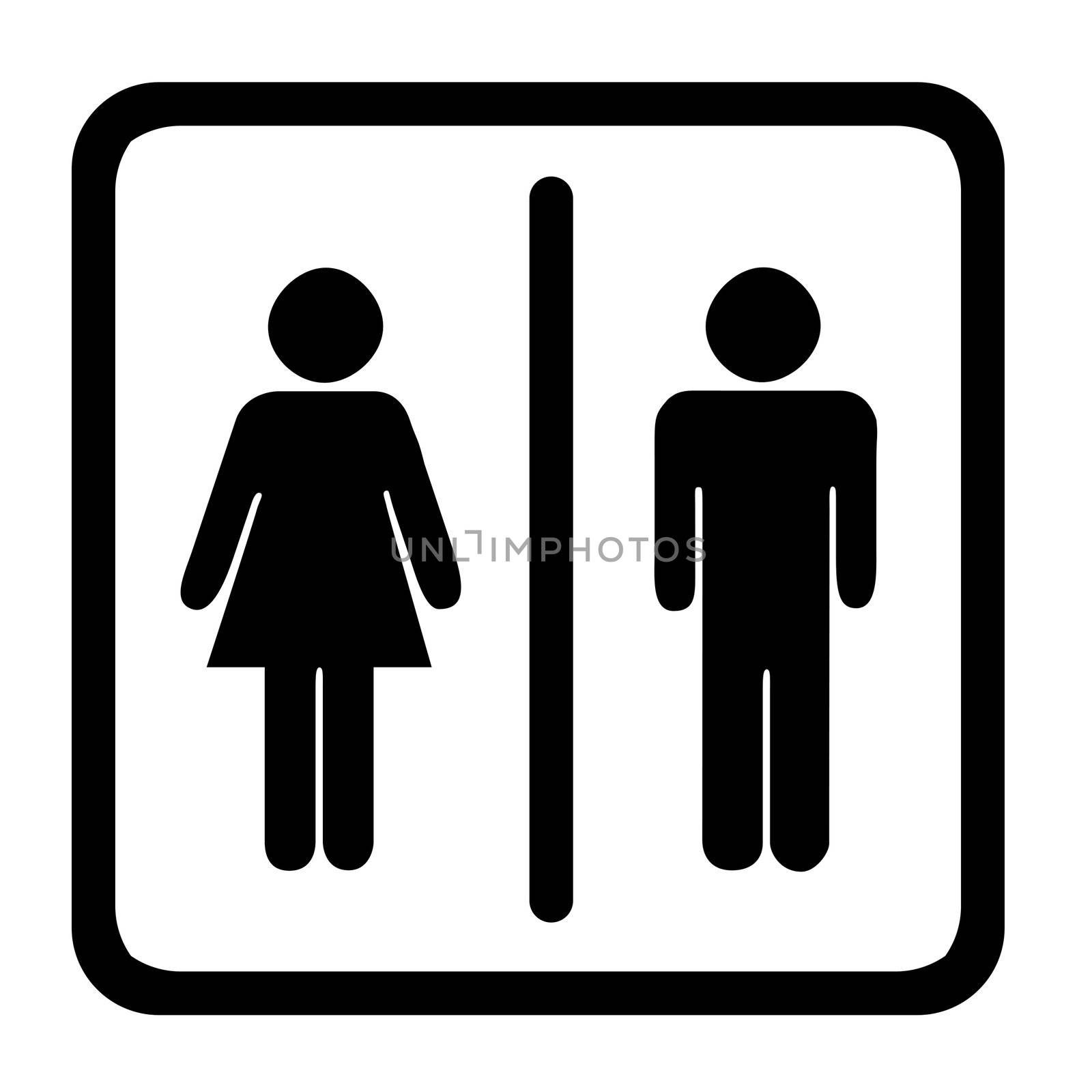 Women's And Men's Toilets Sign, Black On White