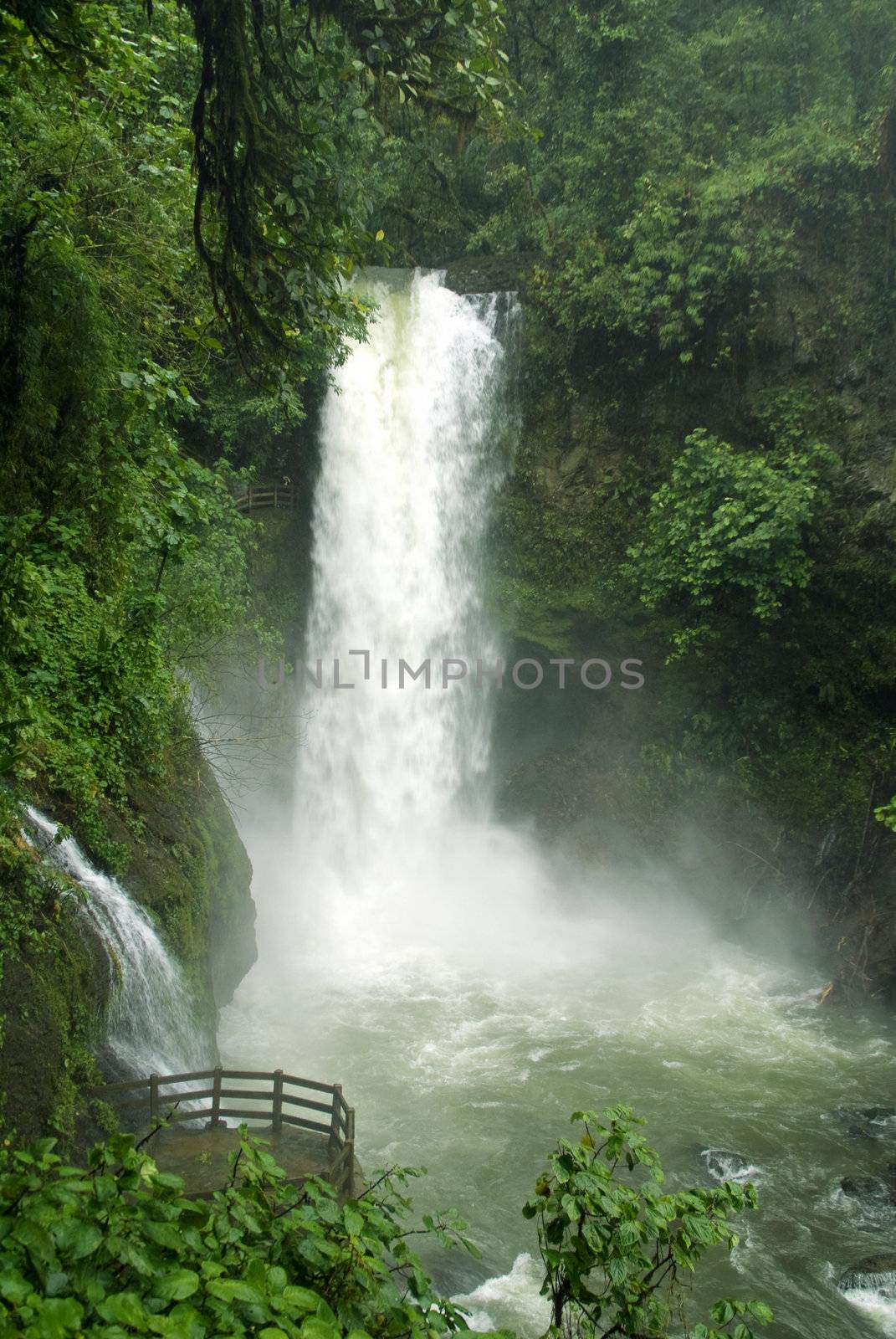Giant waterfall in La Paz park, Costa Rica