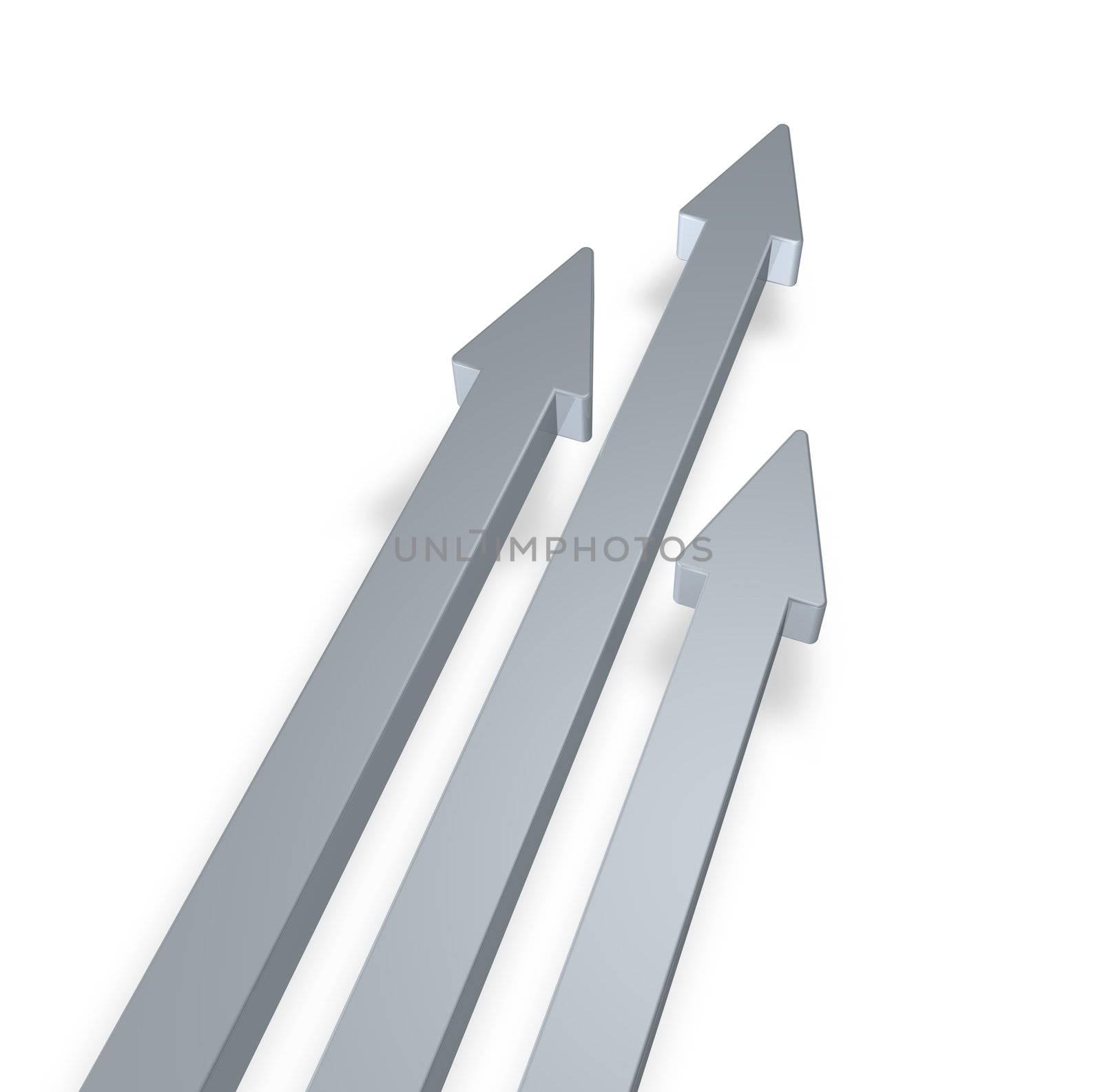 three arrows on white background - 3d illustration