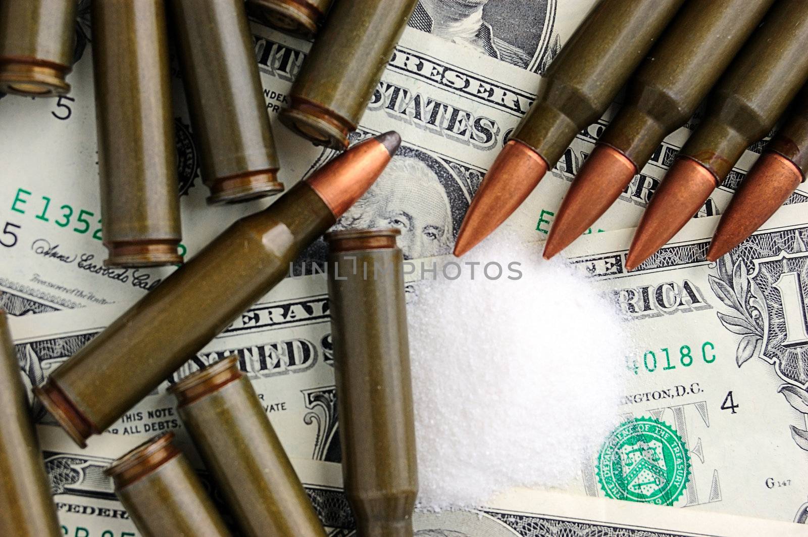 shells, dollars, narcotics - danger crime things