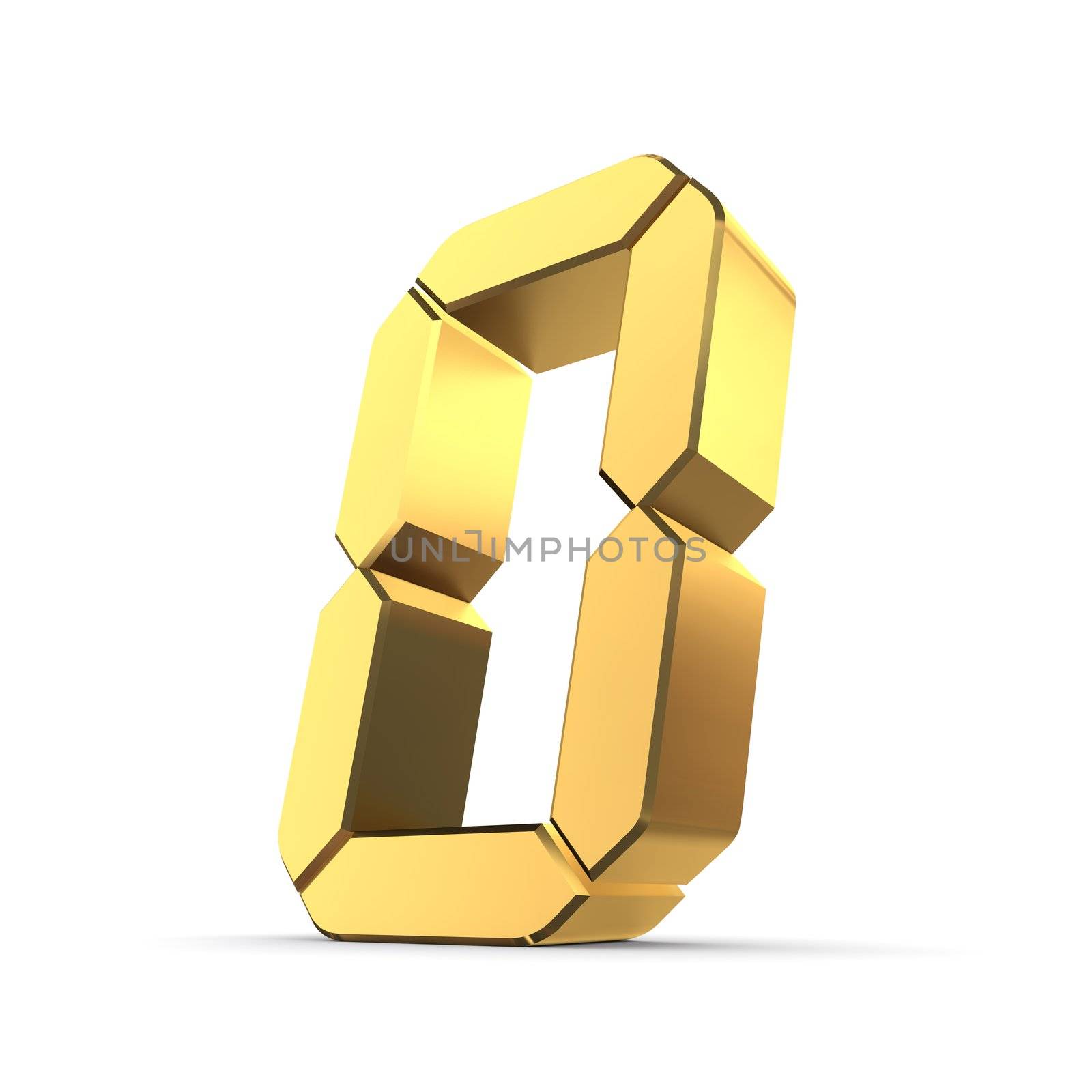 shiny 3d number 0 made of gold - LCD digit look