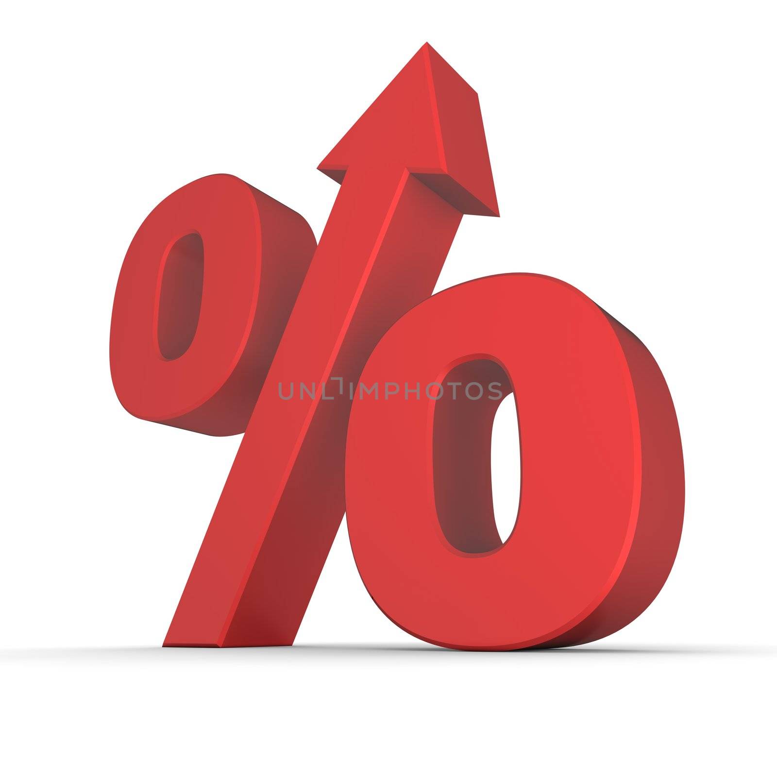 shiny red percentage symbol with an arrow up