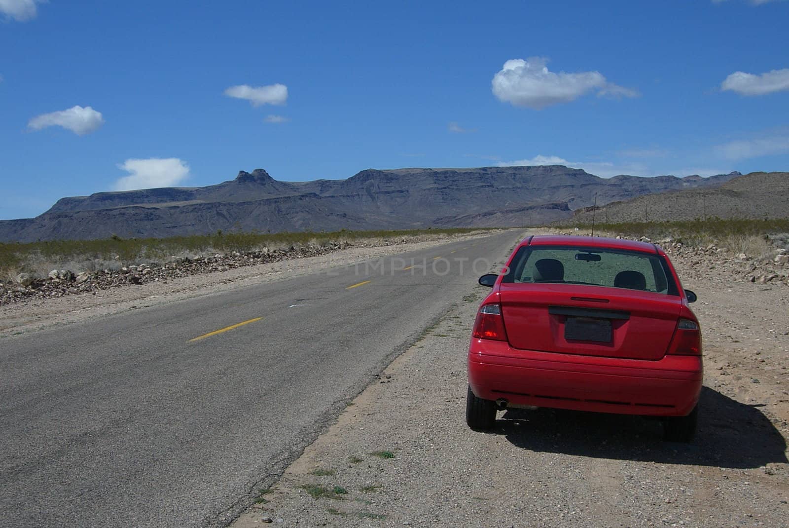 Car rests on the Mother Road near Oatman, Arizona