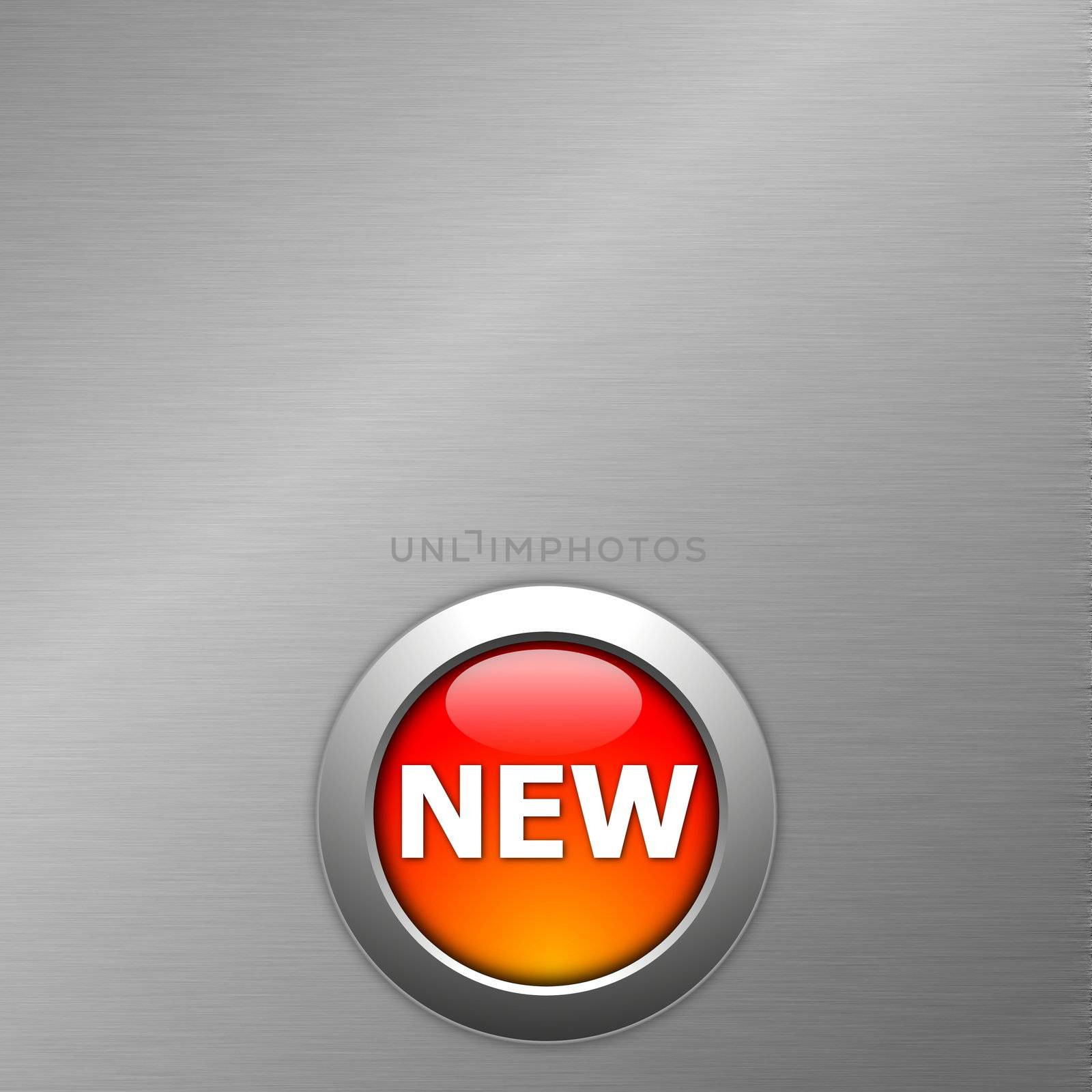 red new button on metal a background