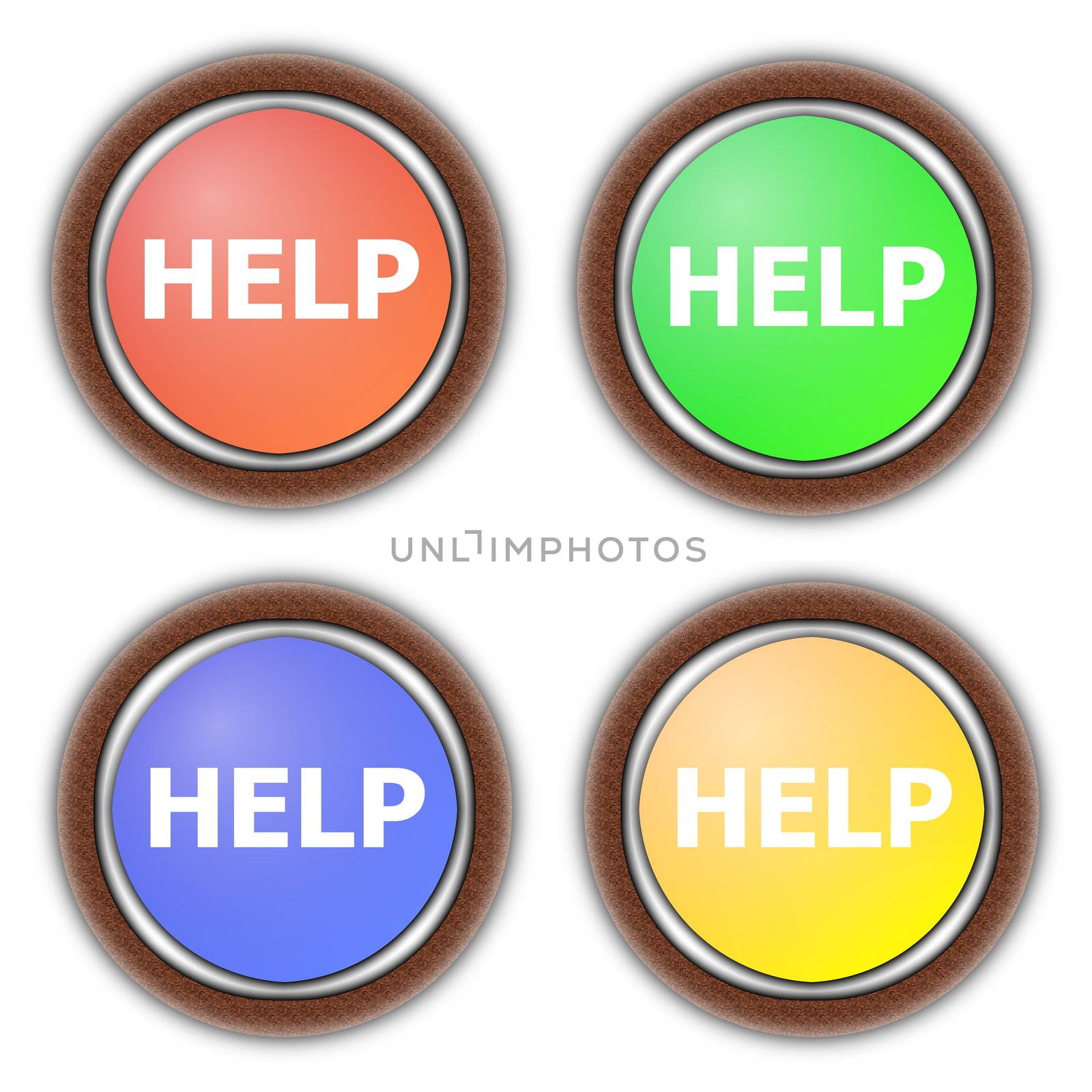 help button collection isolated on white background