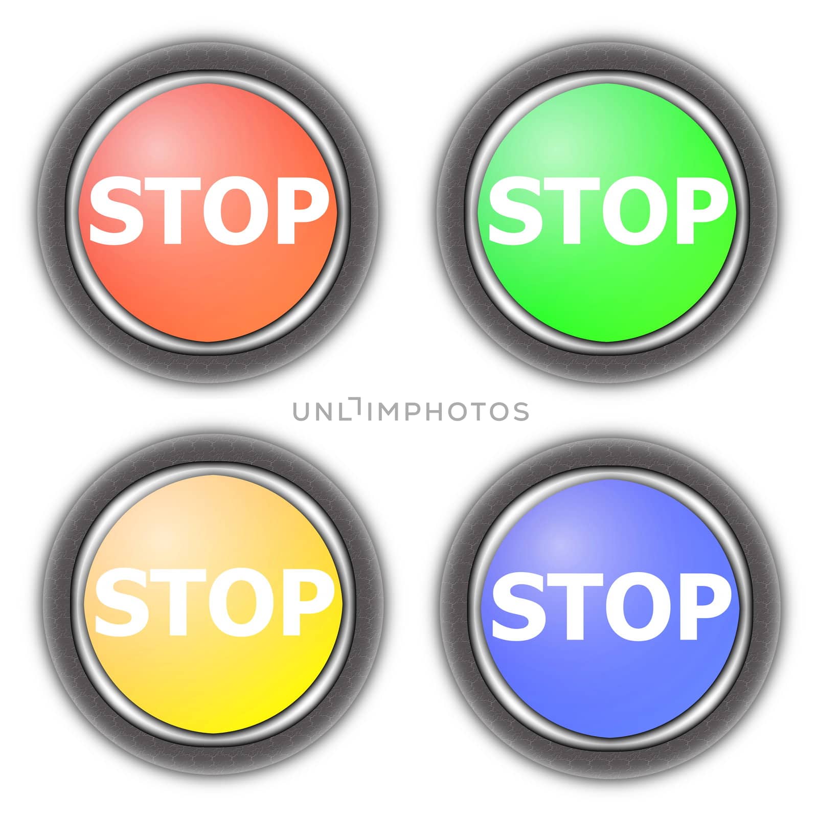 stop button collection isolated on white background