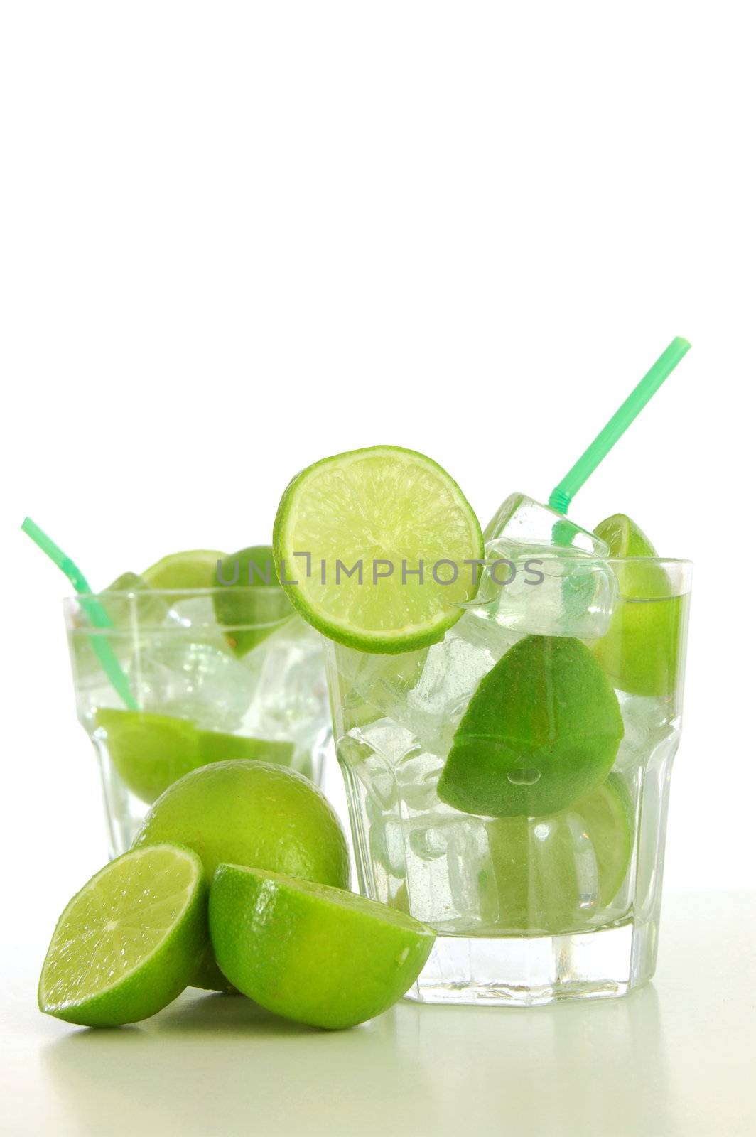 cocktail drink with lime like Caipirinha or mojito