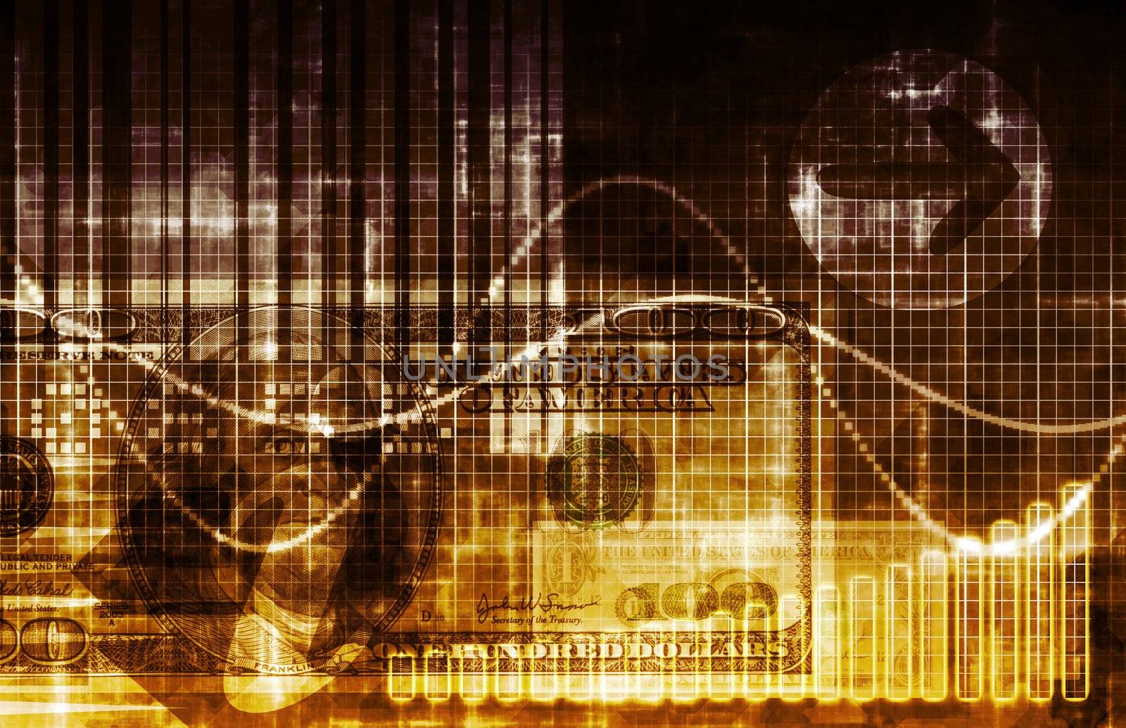 Orange Cyberspace Business System as Art Abstract