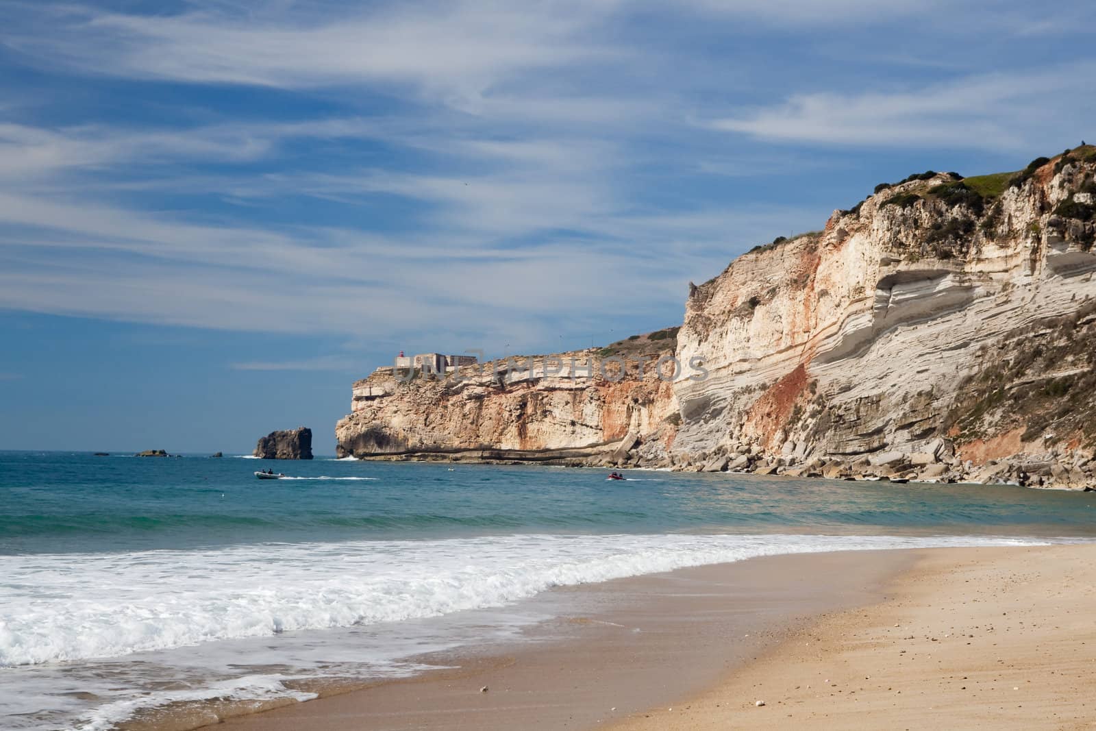 Landscape picture of the beautiful beach from Nazare, Portugal