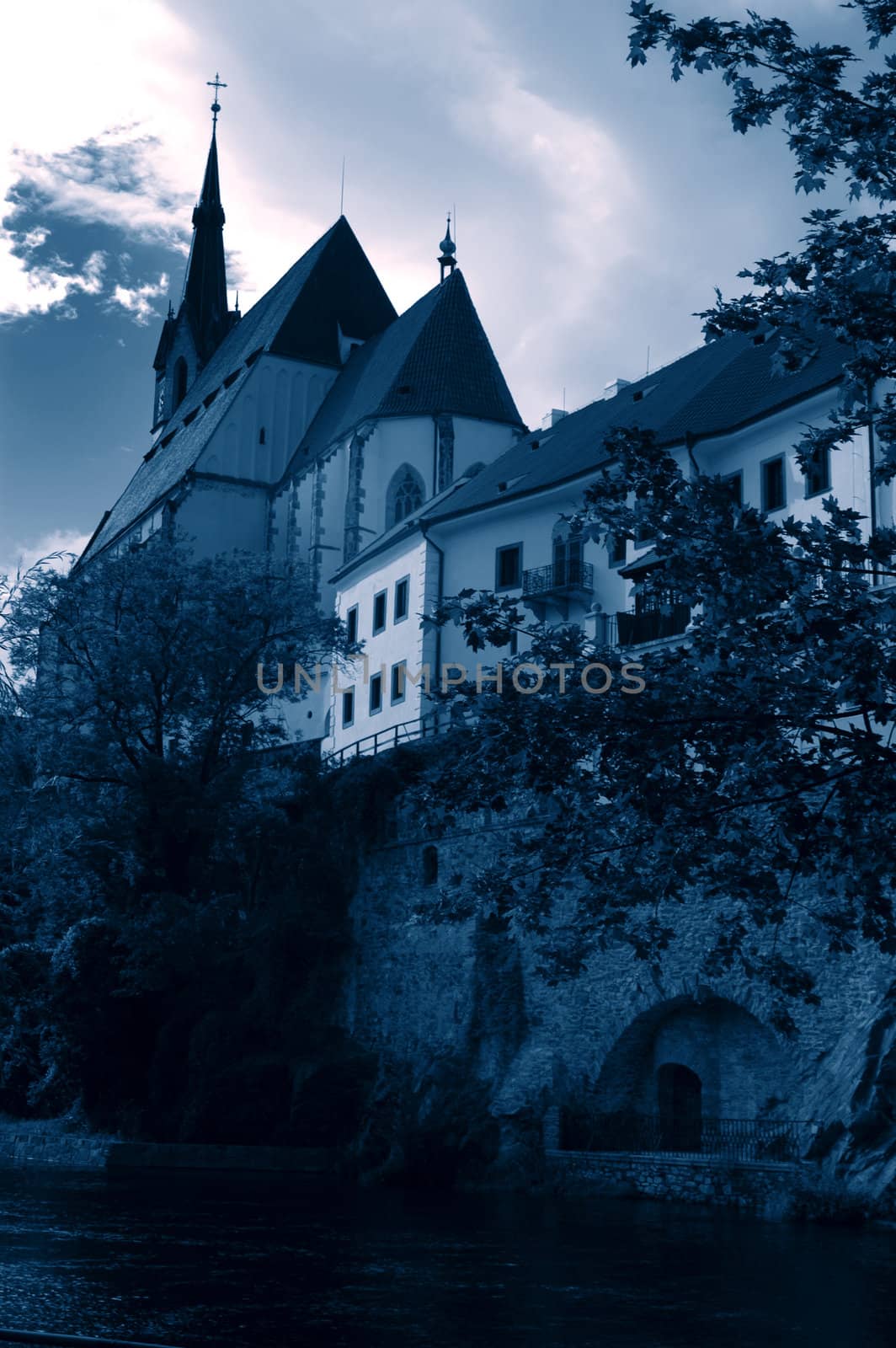 Czech Krumlov cathedral view, Czech