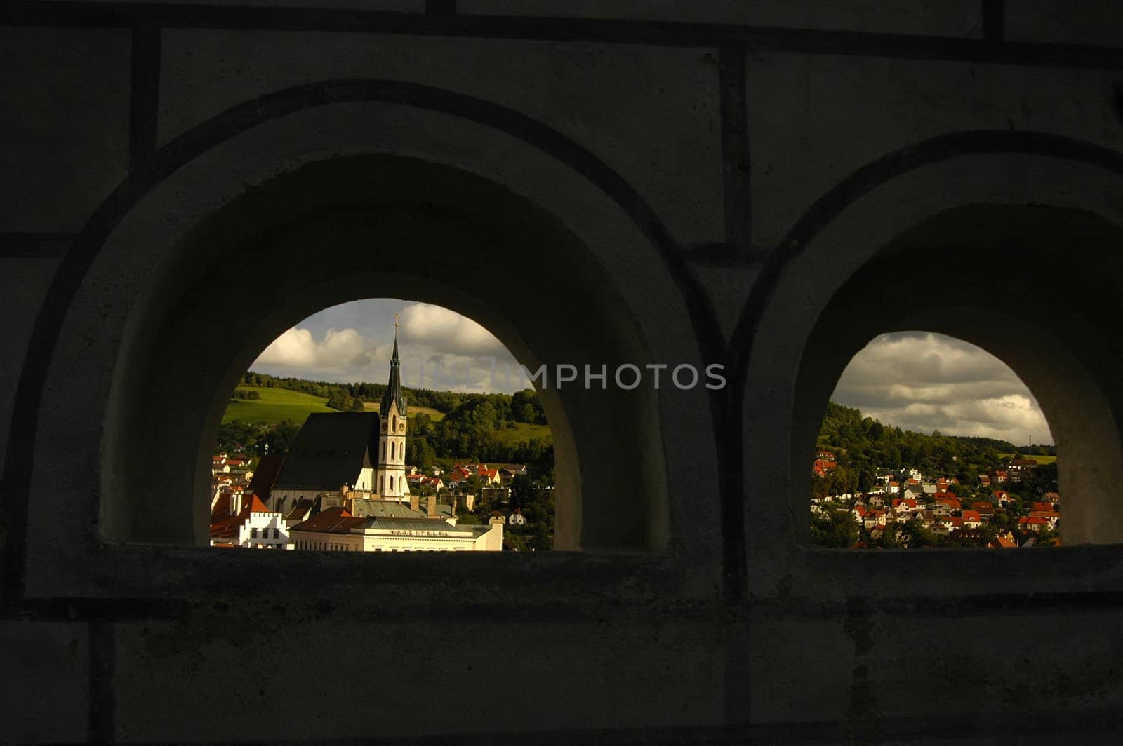 Czech Krumlov cathedral view, Czech