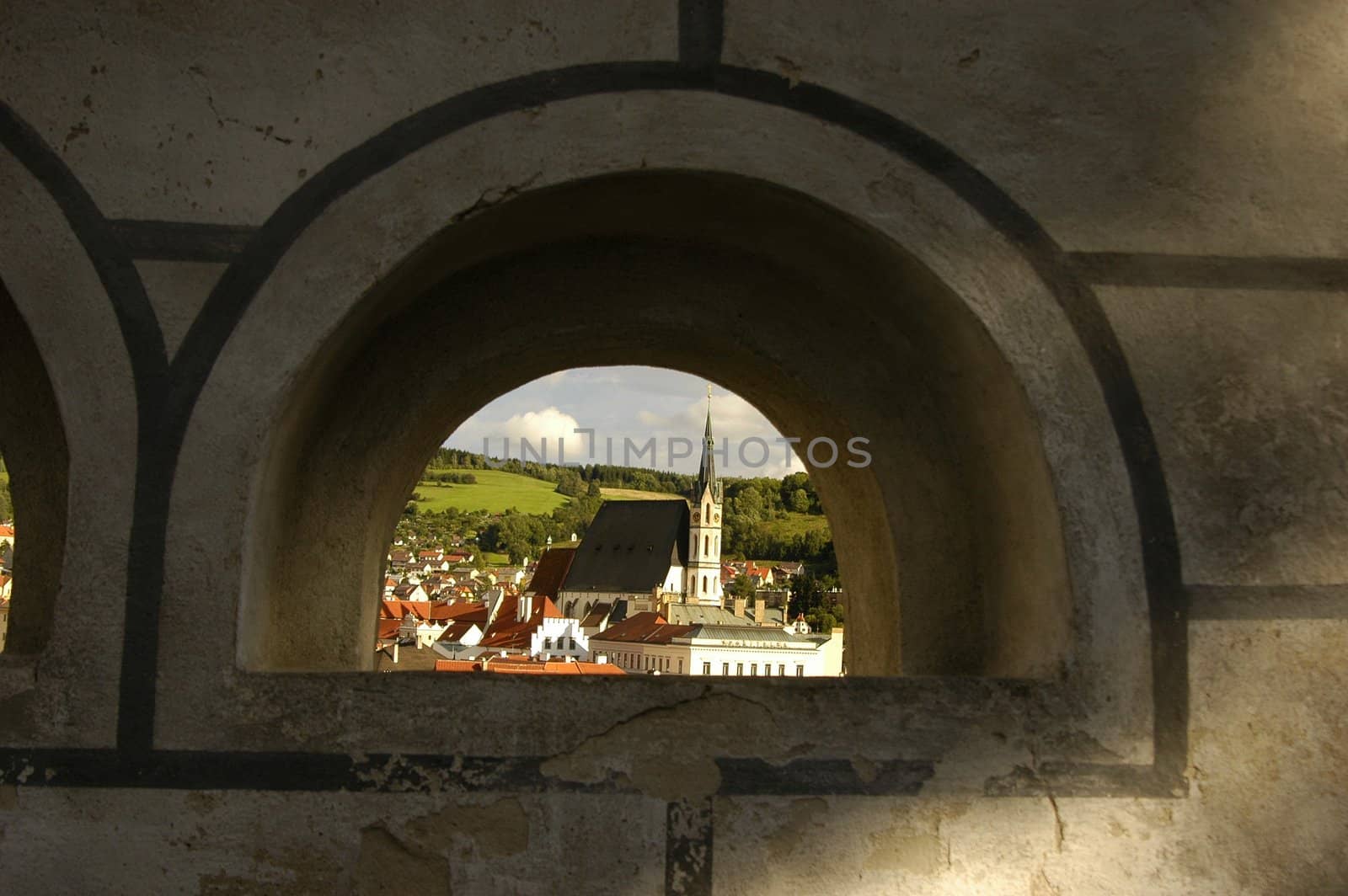 Czech Krumlov cathedral view, Czech