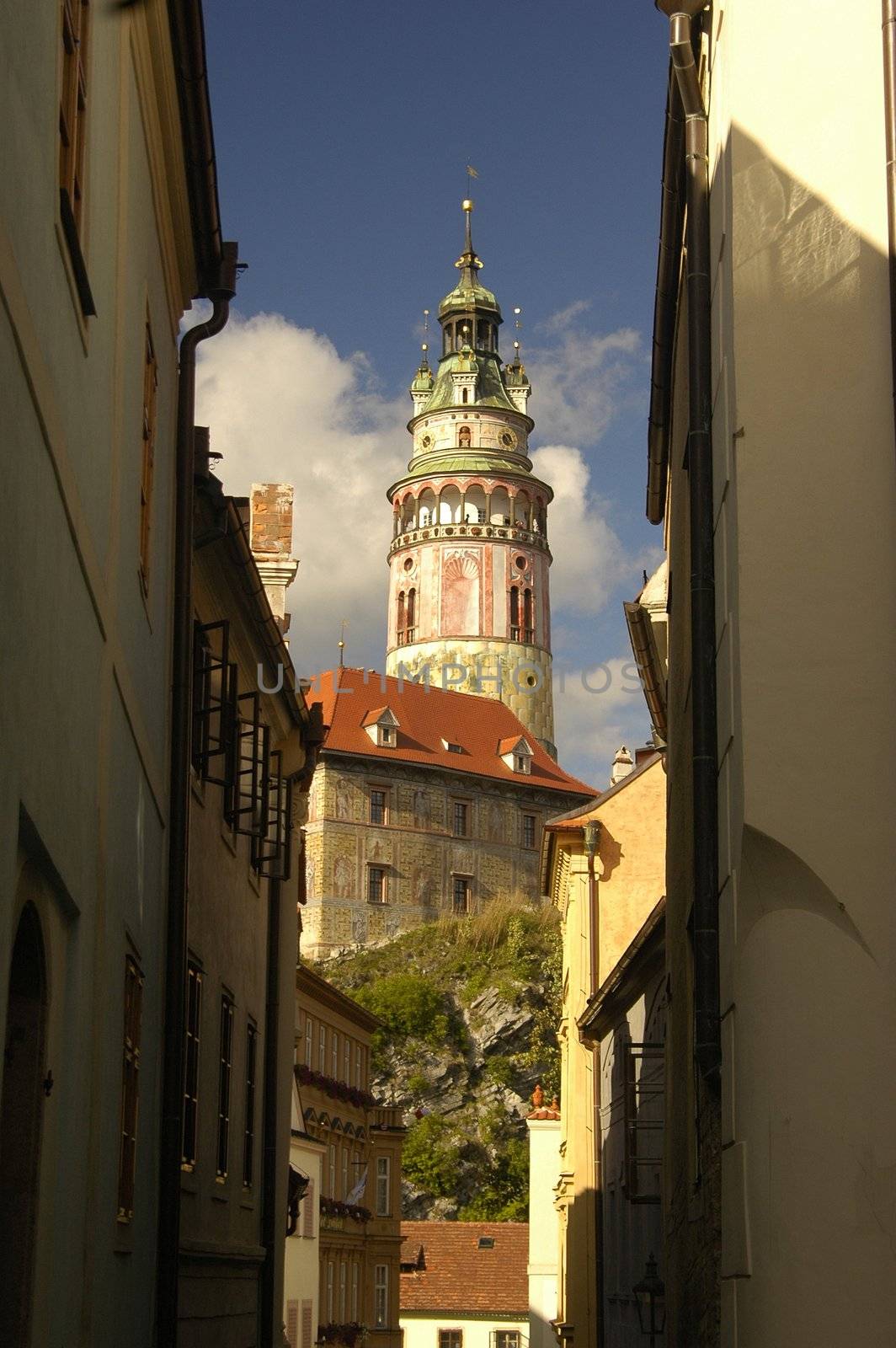 Czech Krumlov tower view, Czech Repub