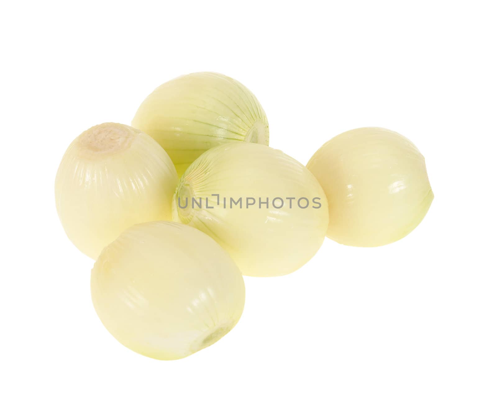 the cleared onions isolated on white background                                     