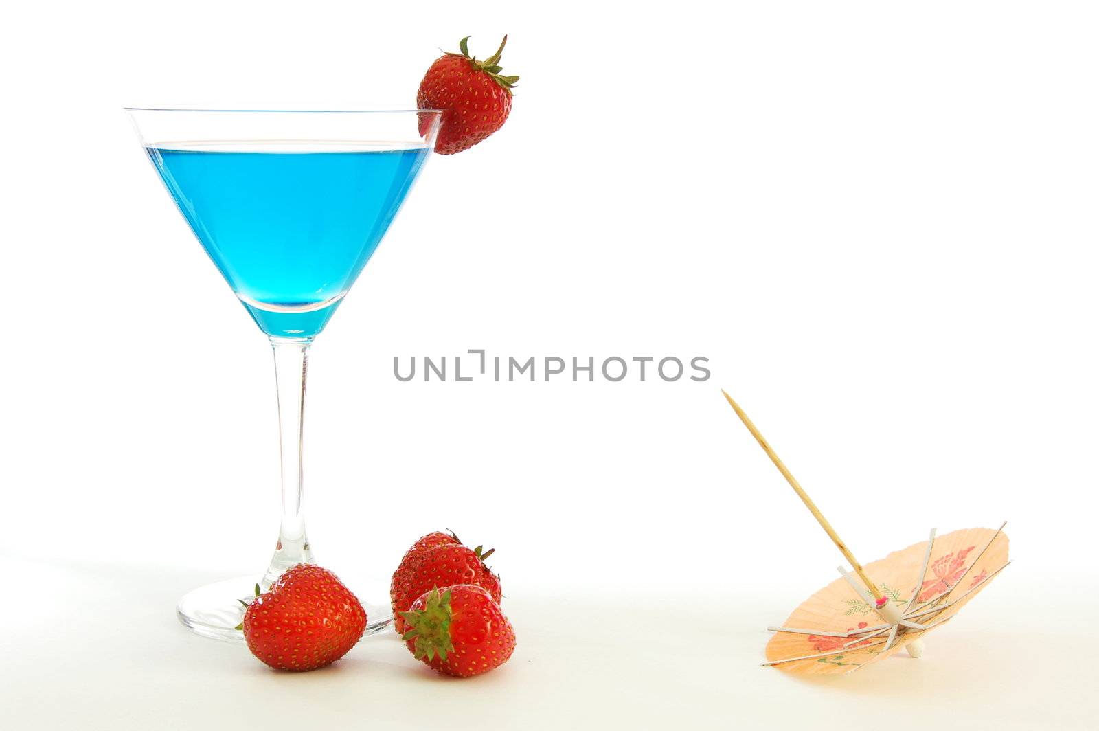 cool blue summer drink on white background