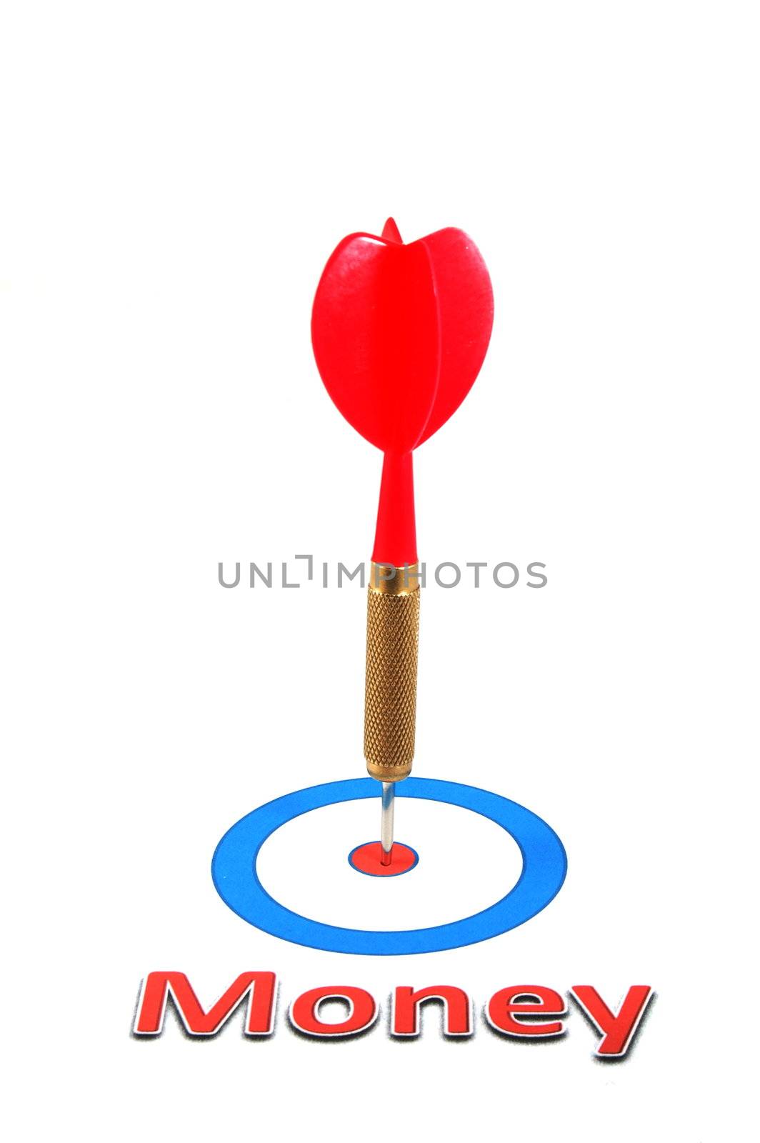 money concept with successful dart arrow in the target