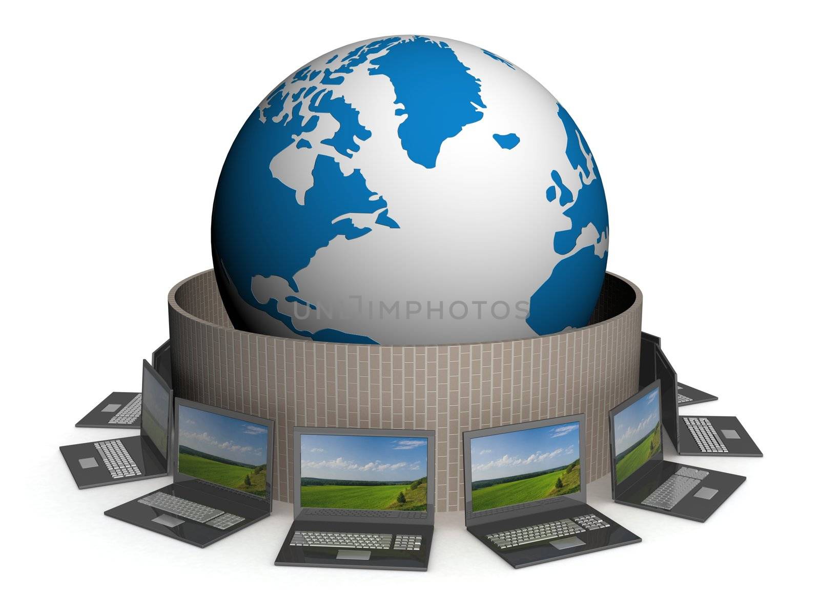Protected global network the Internet. 3D image.