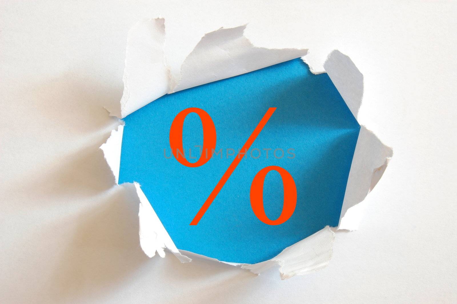 sale concept with hole in blank paper