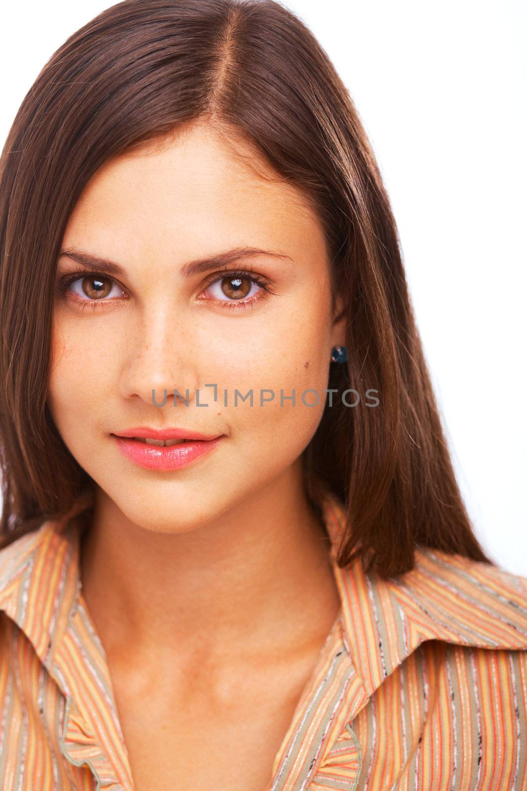 Happy young woman with friendly look