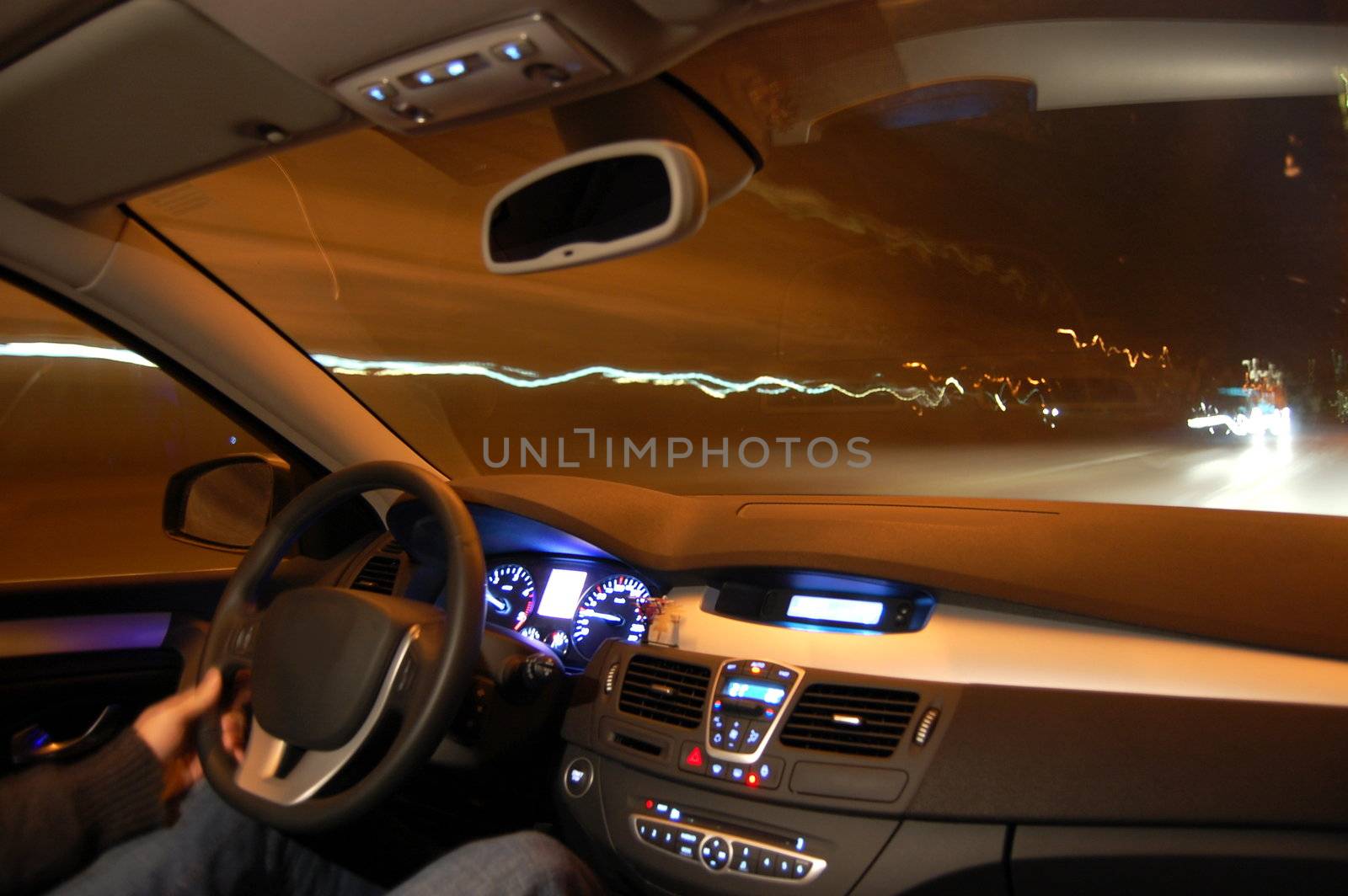 speed car at night in motion with traffic