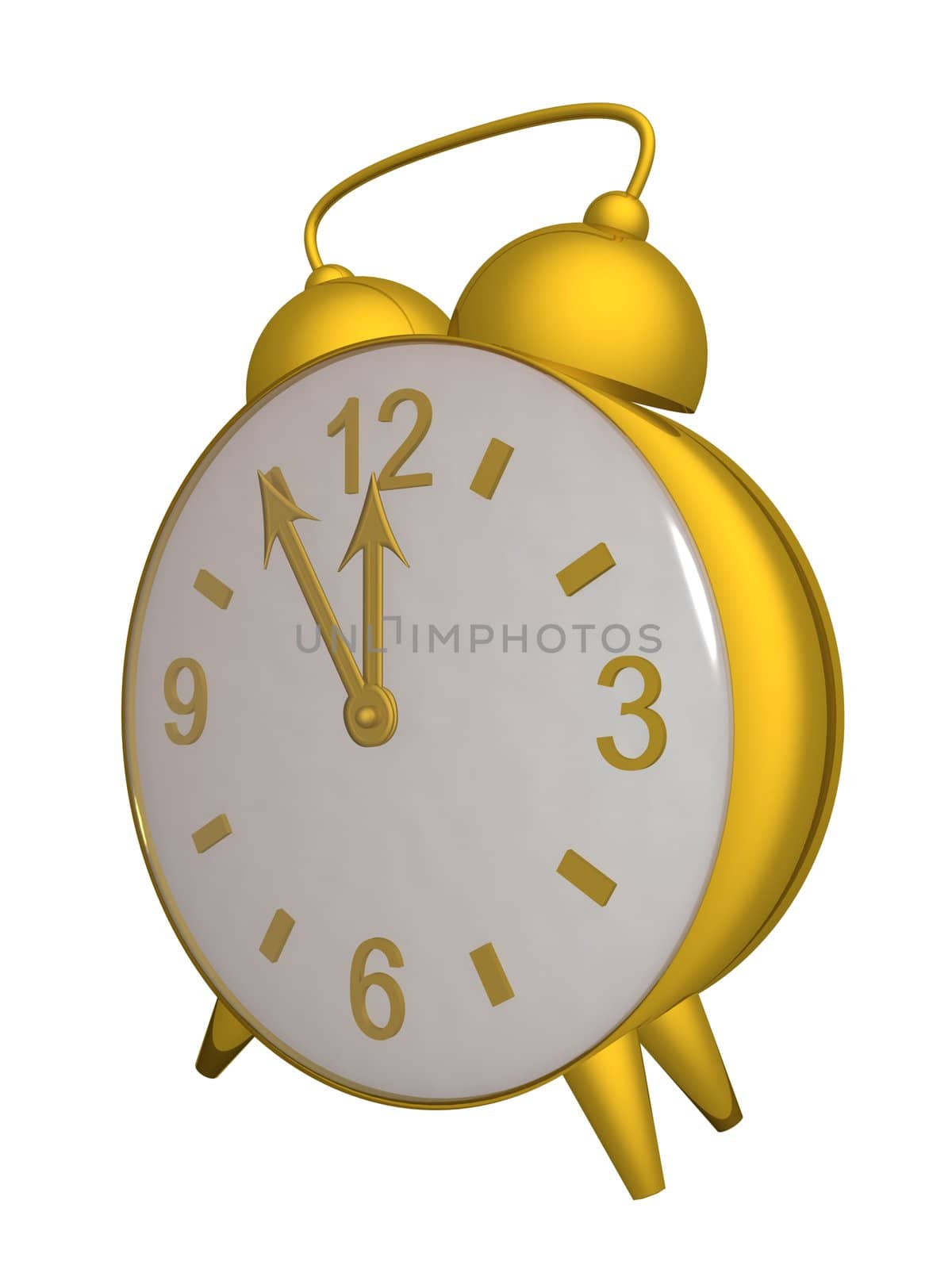 Old alarm clock. 3D image.