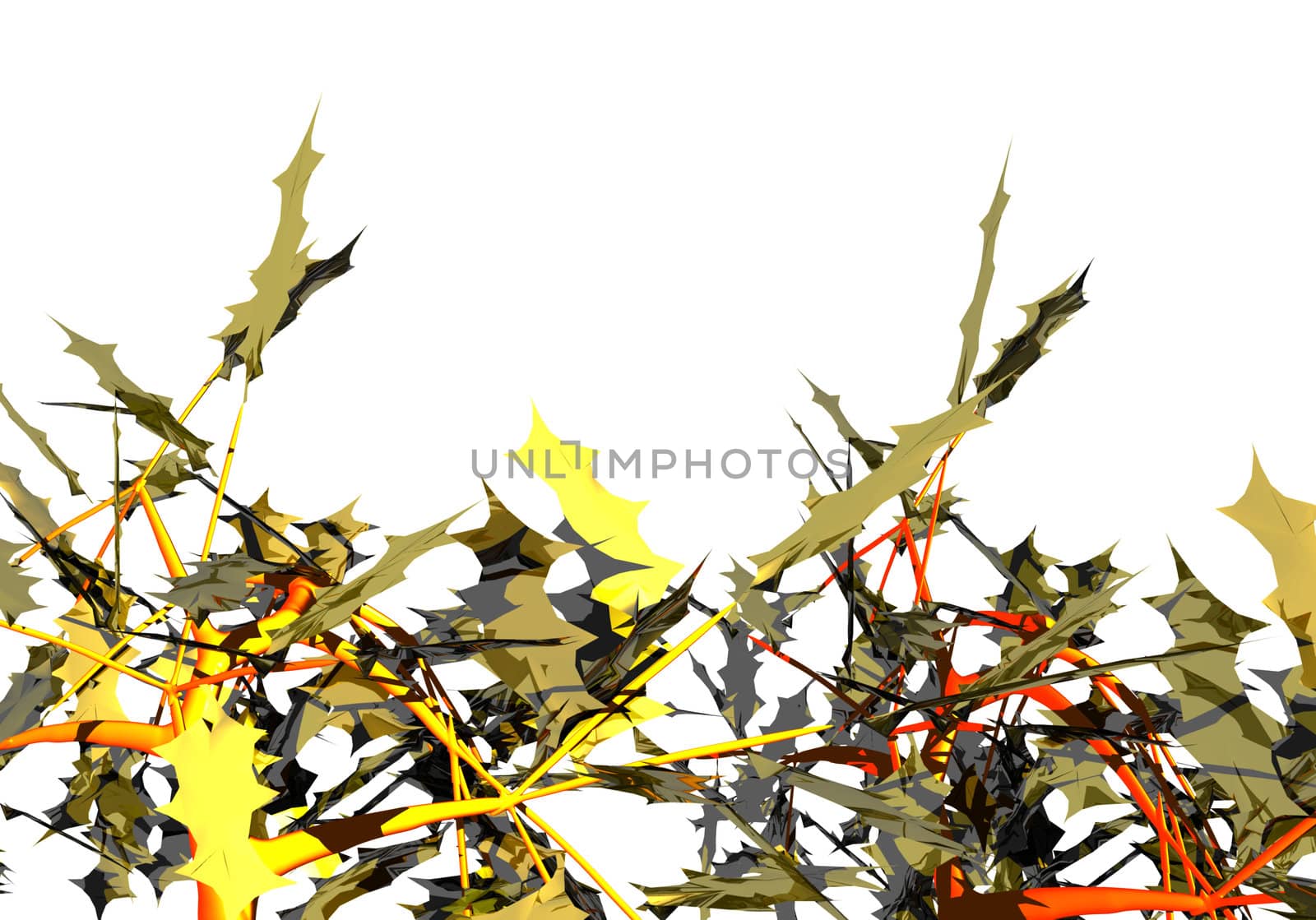 abstract creative symbolic textured image branches of a tree with leaves