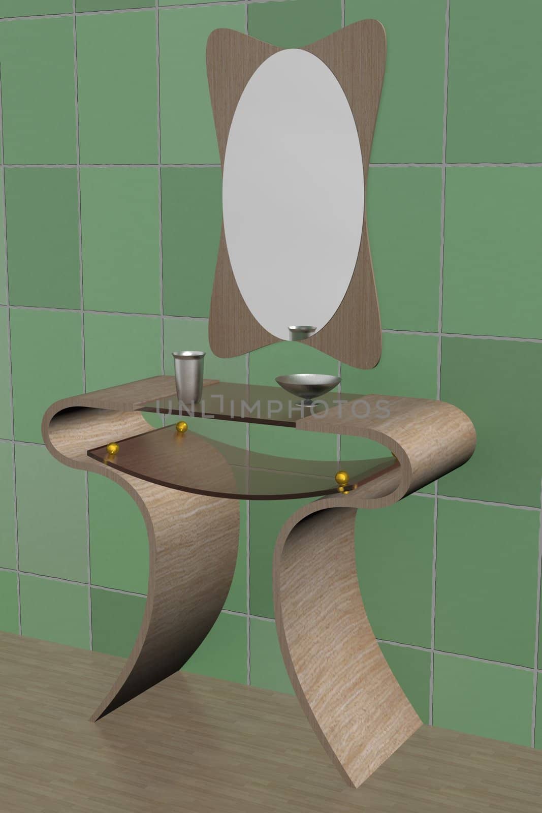 Interior of a bathroom. 3D image.