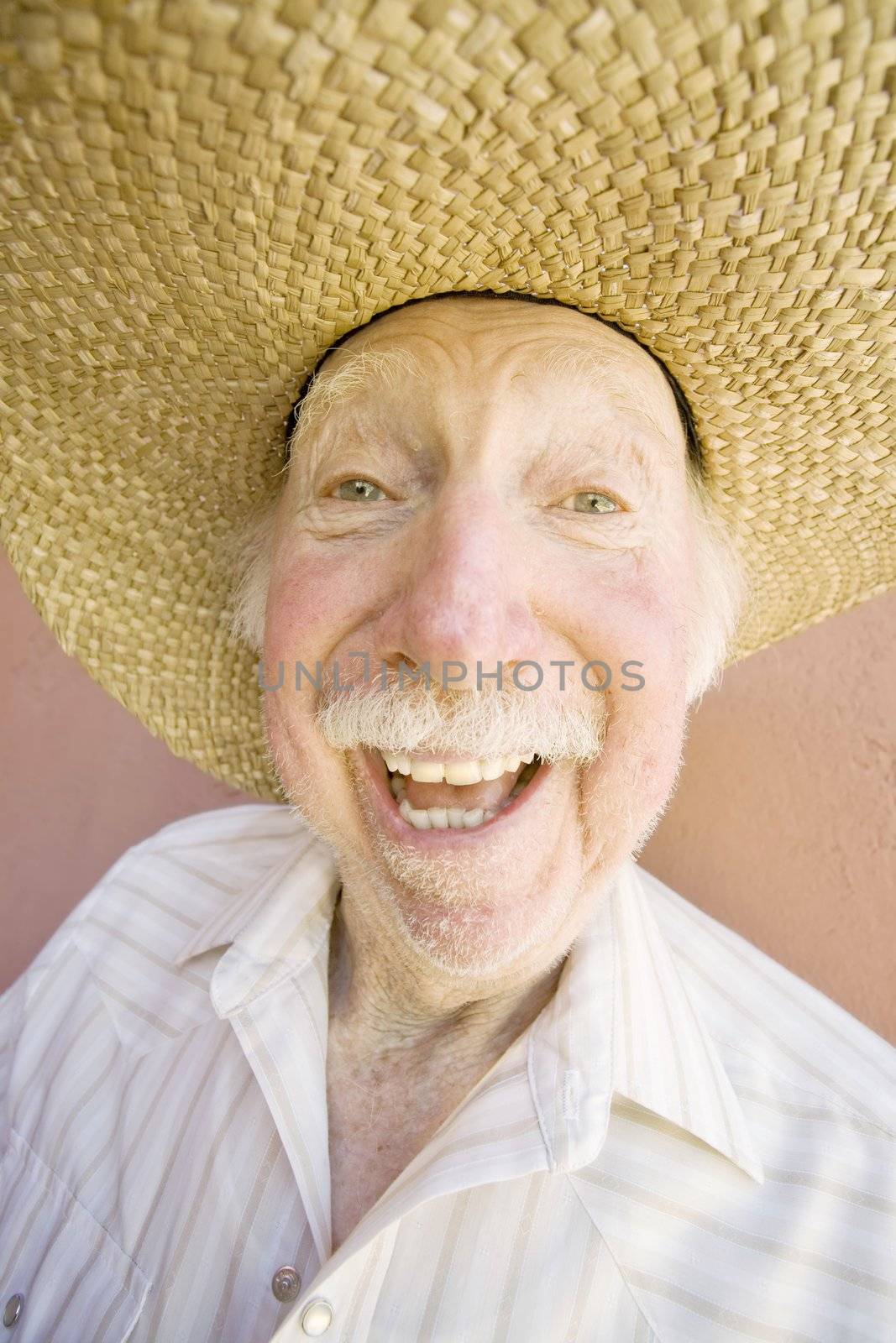 Senior Citizen Man in a Cowboy Hat by Creatista