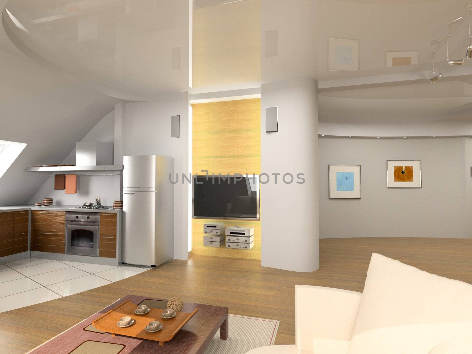 modern interior design (computer generated image 3D)
