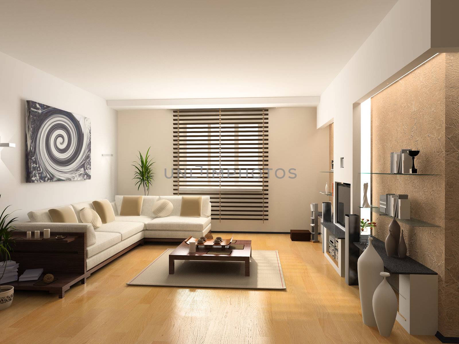 modern interior design (private apartment 3d rendering)