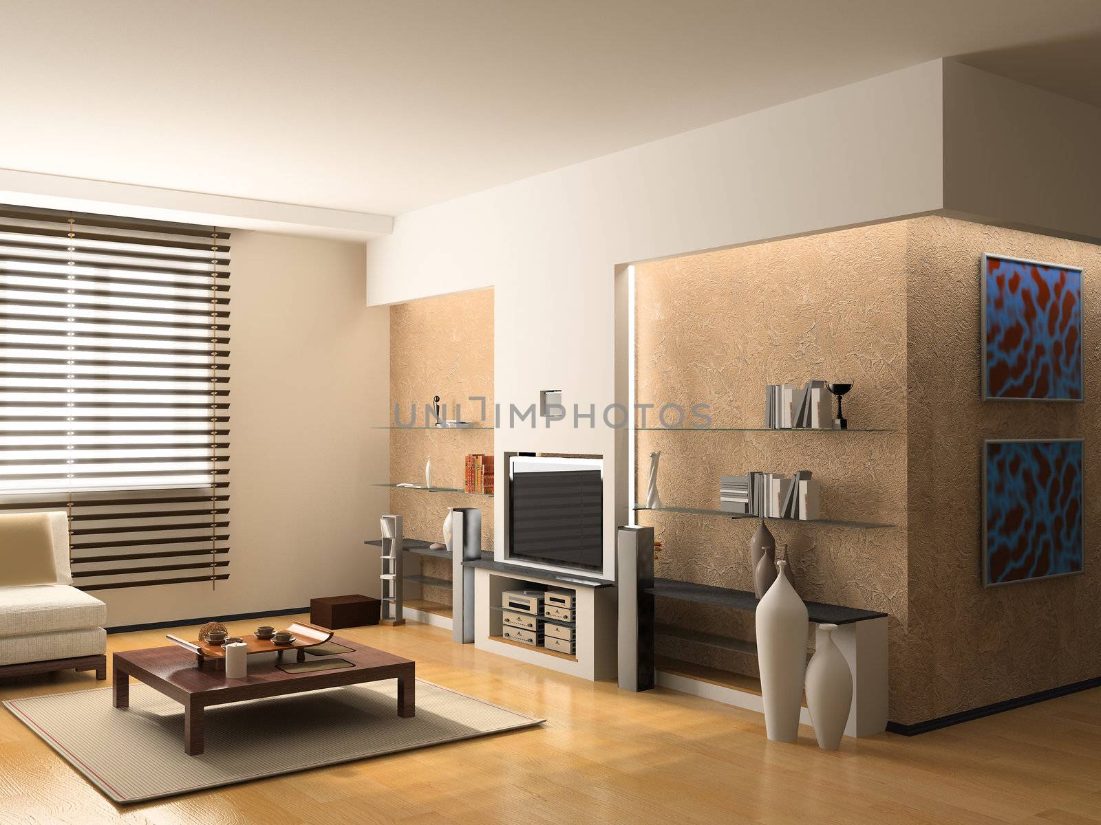 modern interior design (private apartment 3d rendering)